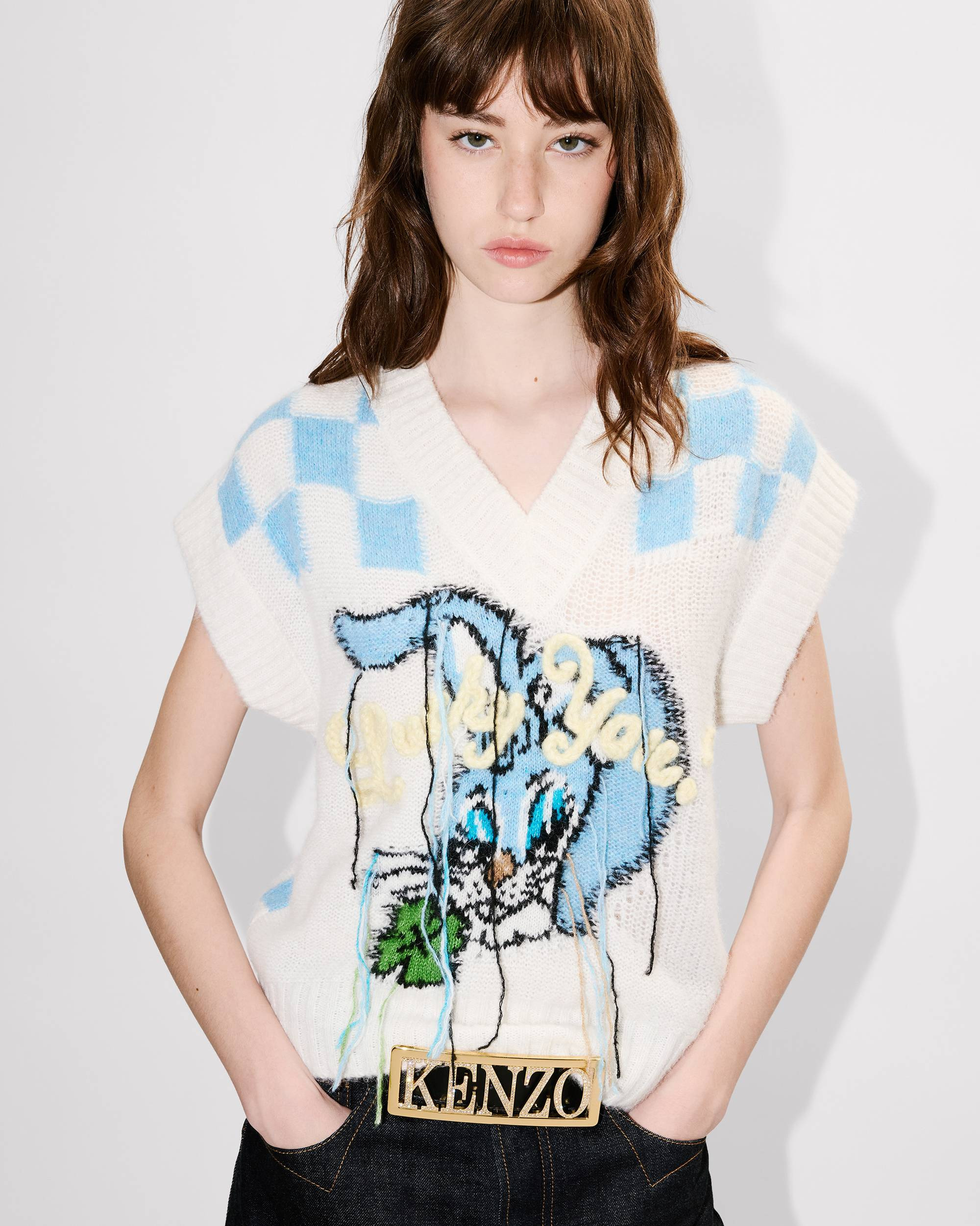 'KENZO Cartoon' vest in hairy alpaca - 6