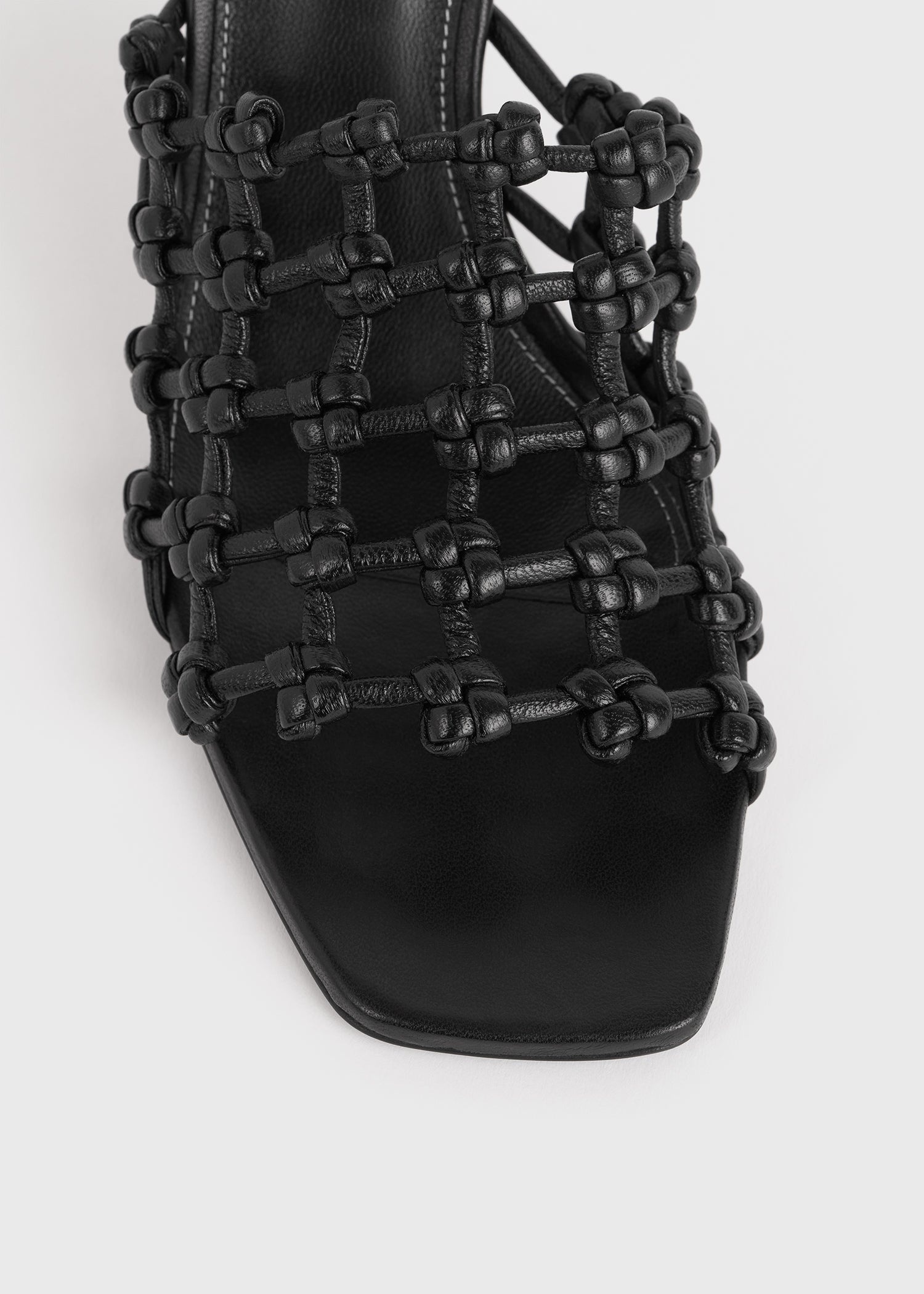 Braided-leather bandeau mules black - 6
