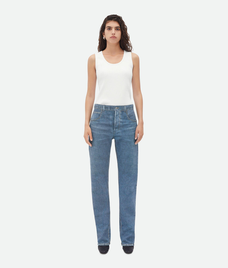 denim-effect printed leather trousers - 1