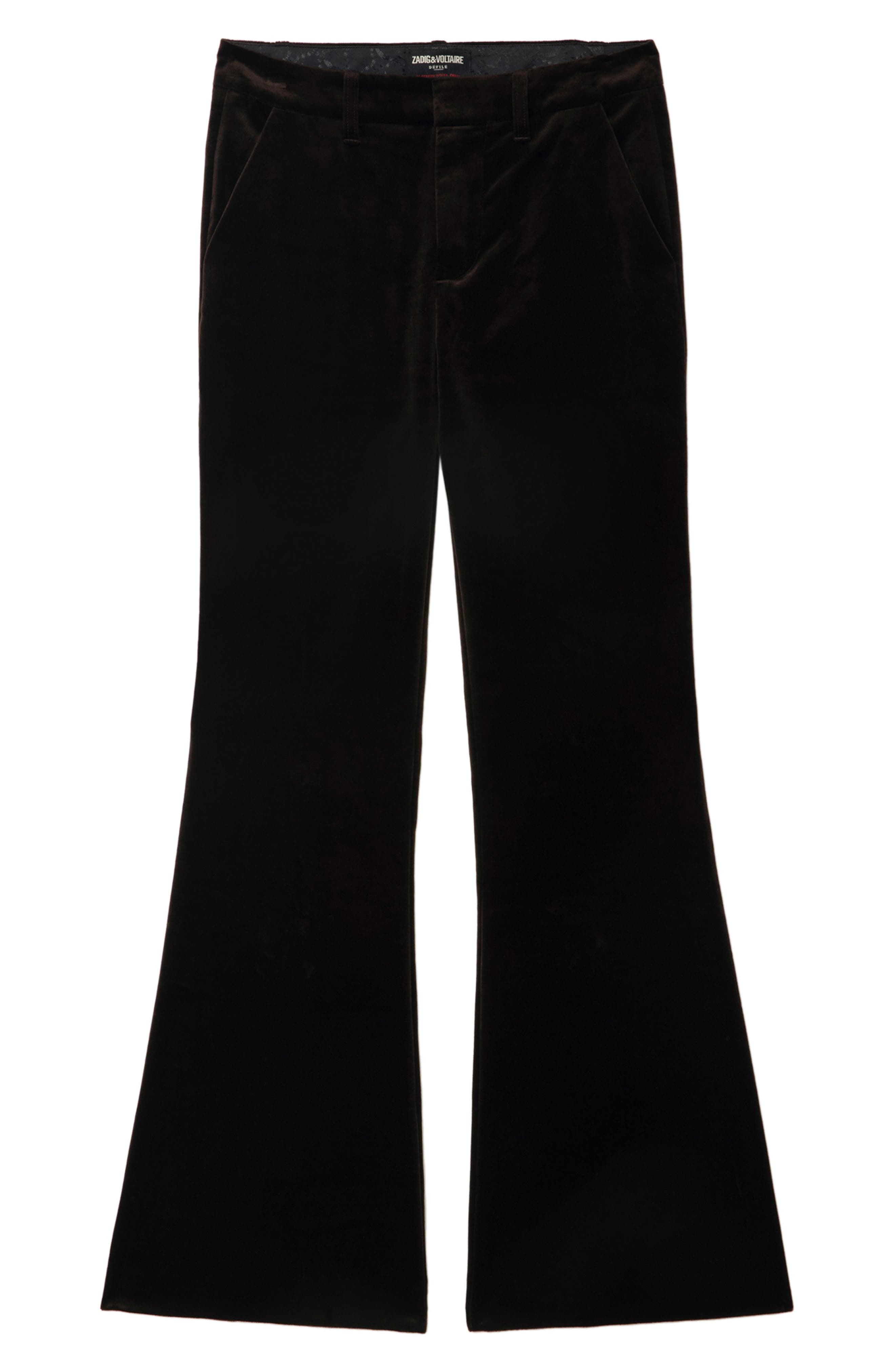Zadig & Voltaire Prevy Cotton Velveteen Flare Leg Pants in Dark Chocolate at Nordstrom - 5