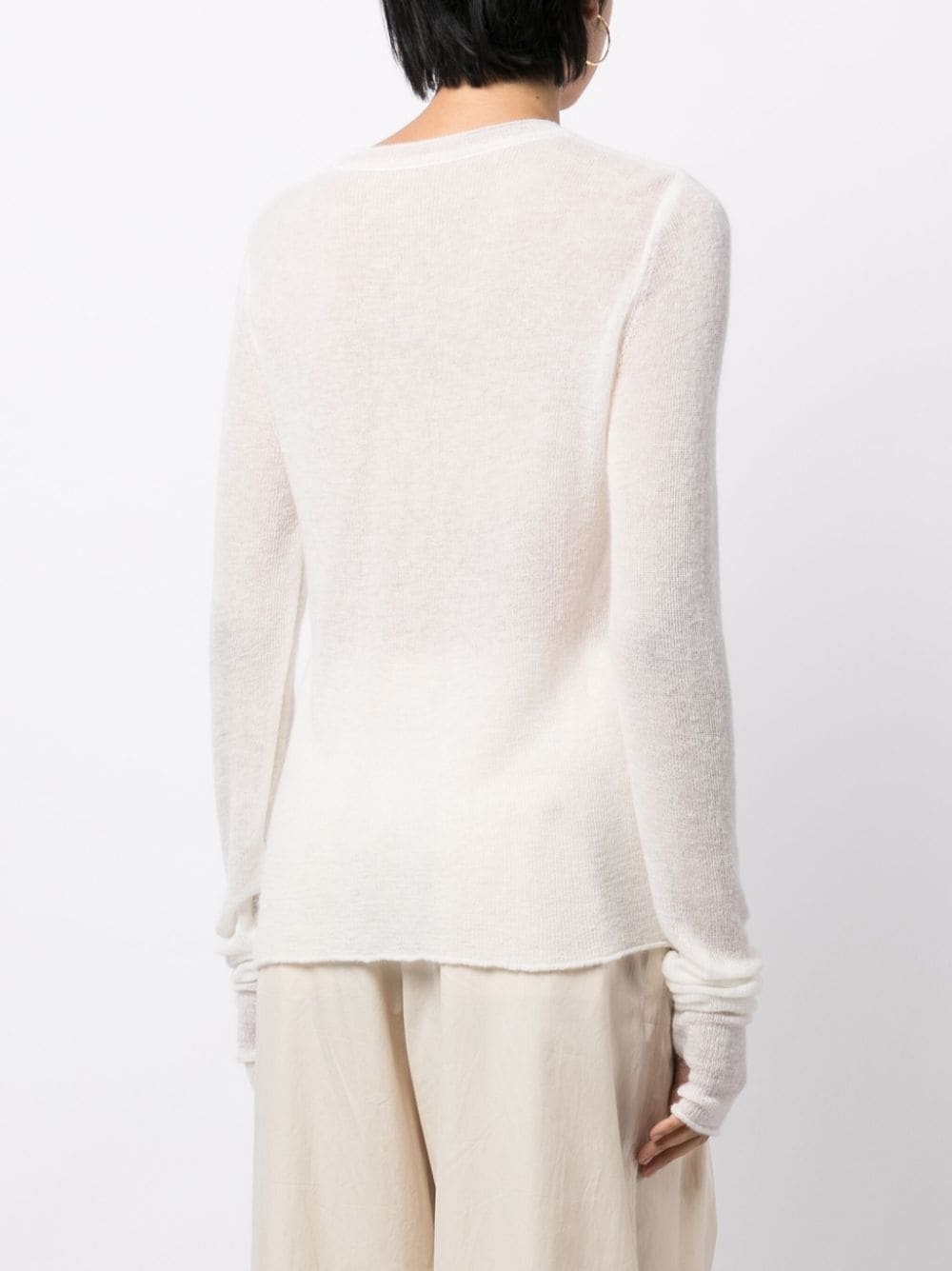 semi-sheer fine-knit jumper - 4