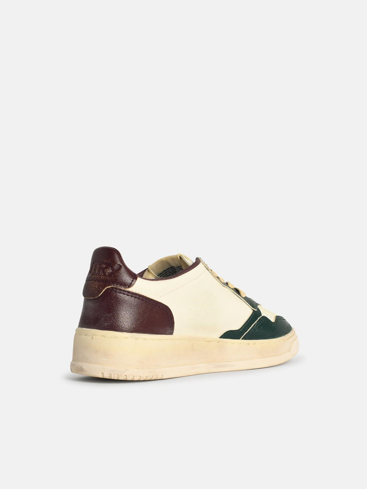 'SUPER VINTAGE' SNEAKERS IN WHITE LEATHER PINE AND RUM - 3
