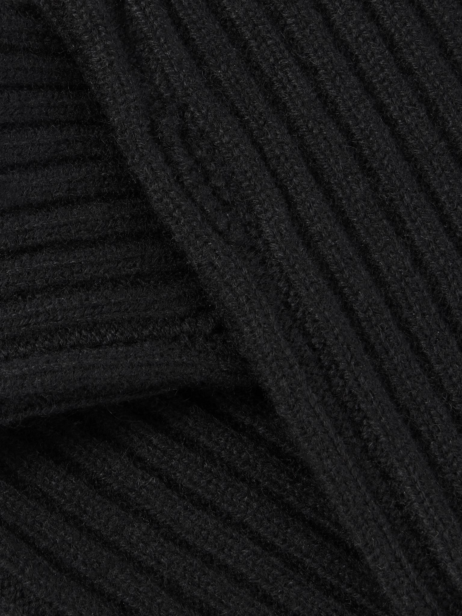 Ribbed cashmere fingerless mittens Black - 3