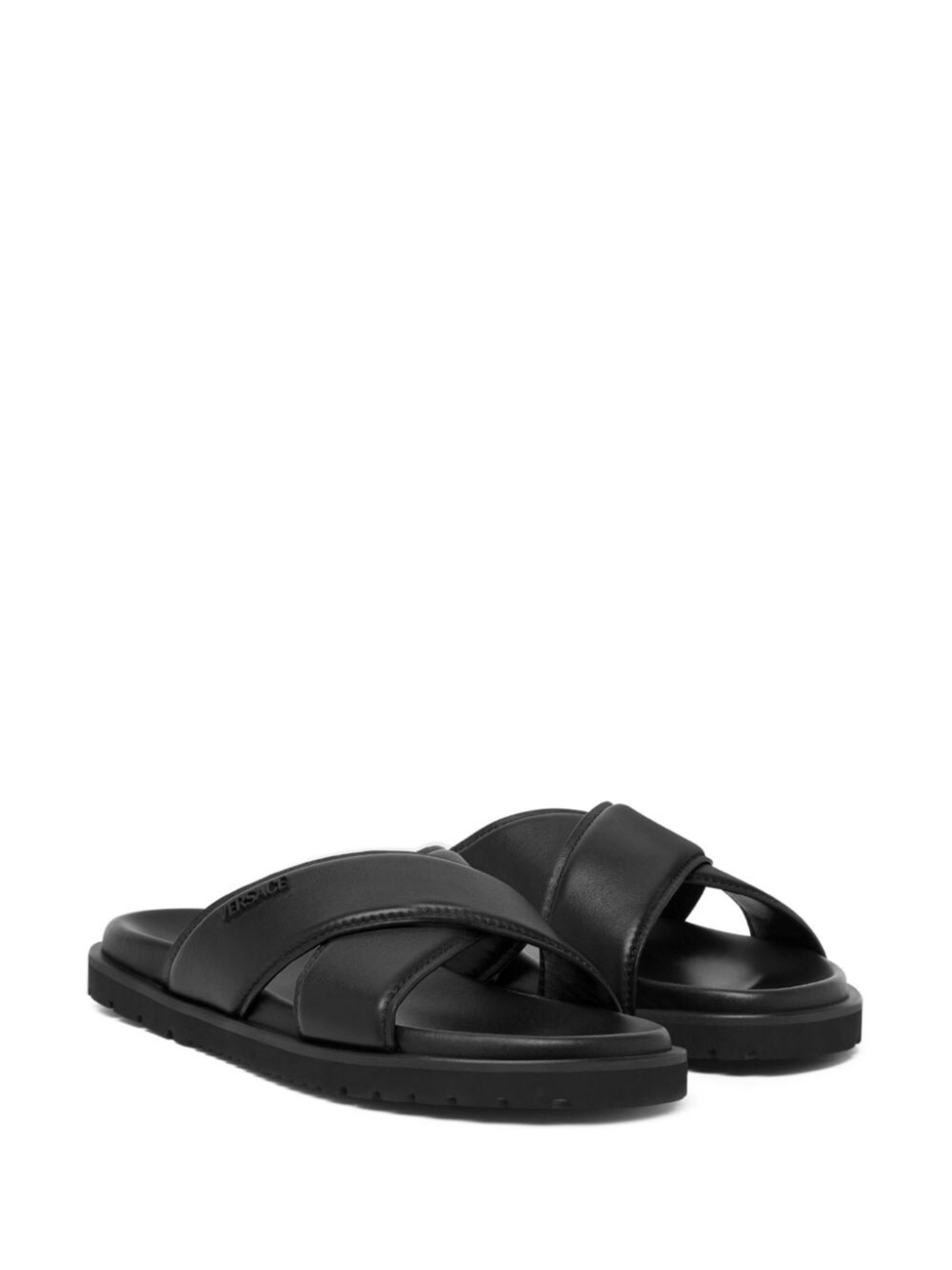 Black Crossover Leather Slides - 2