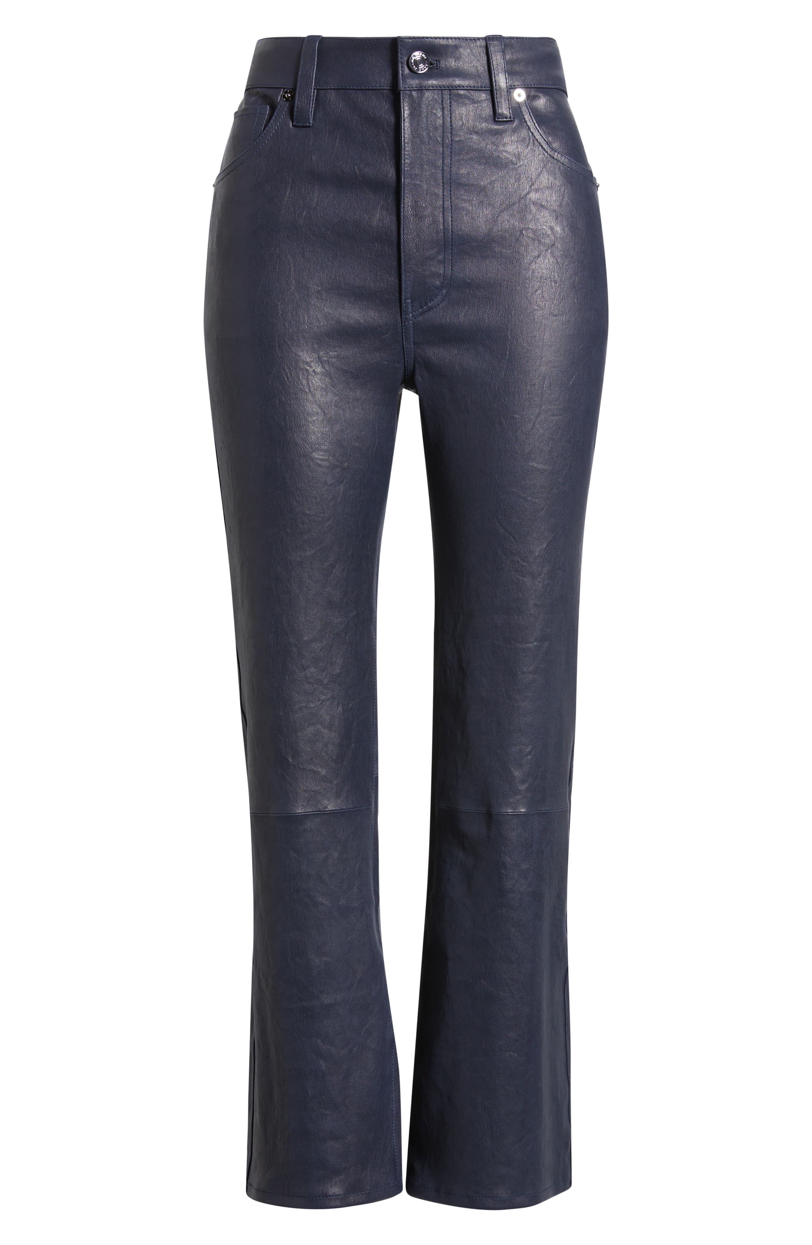 FRAME Le Reboot Crop Leather Pants in Dark Indigo at Nordstrom - 5