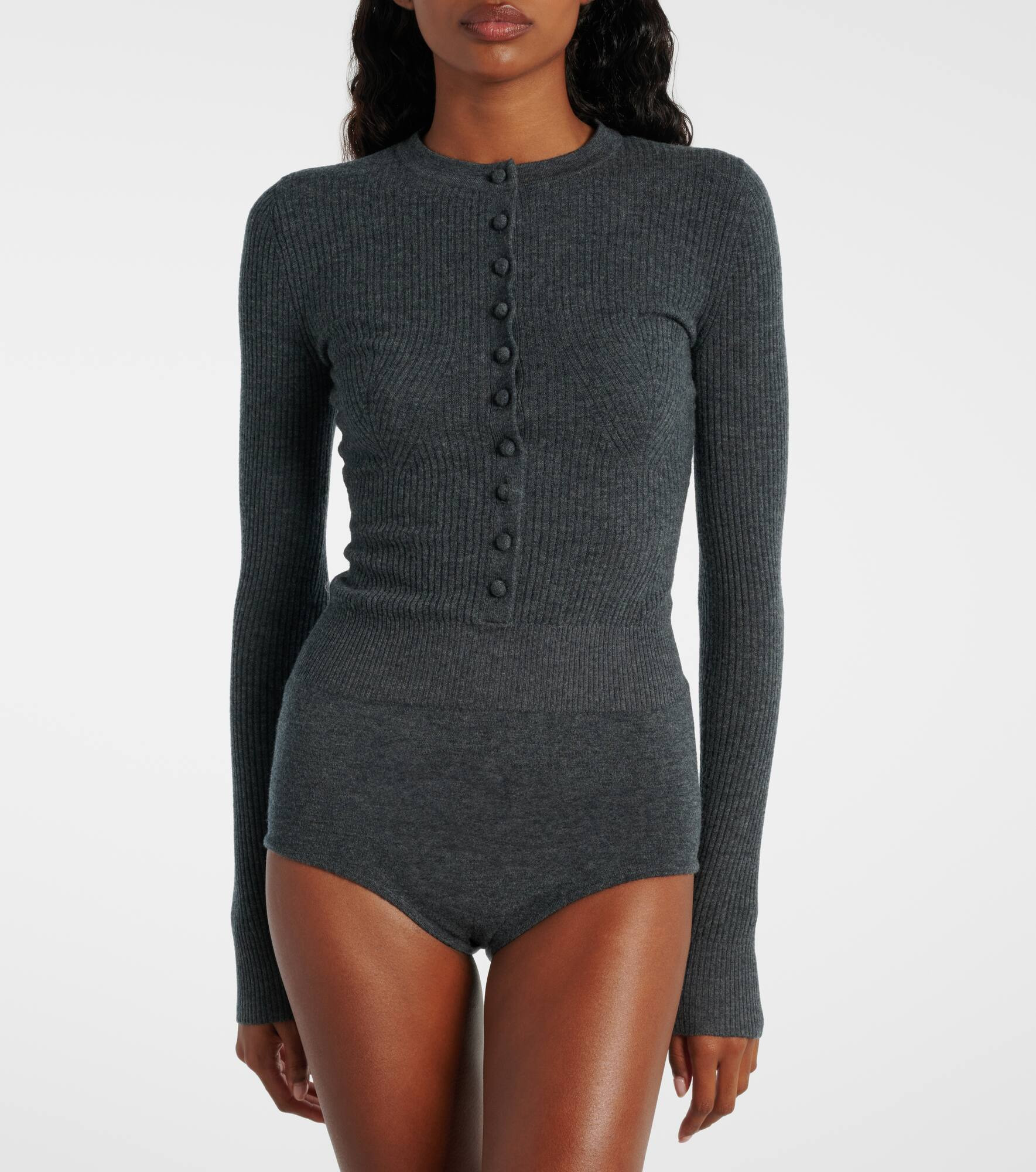 Ribbed-knit wool bodysuit - 3