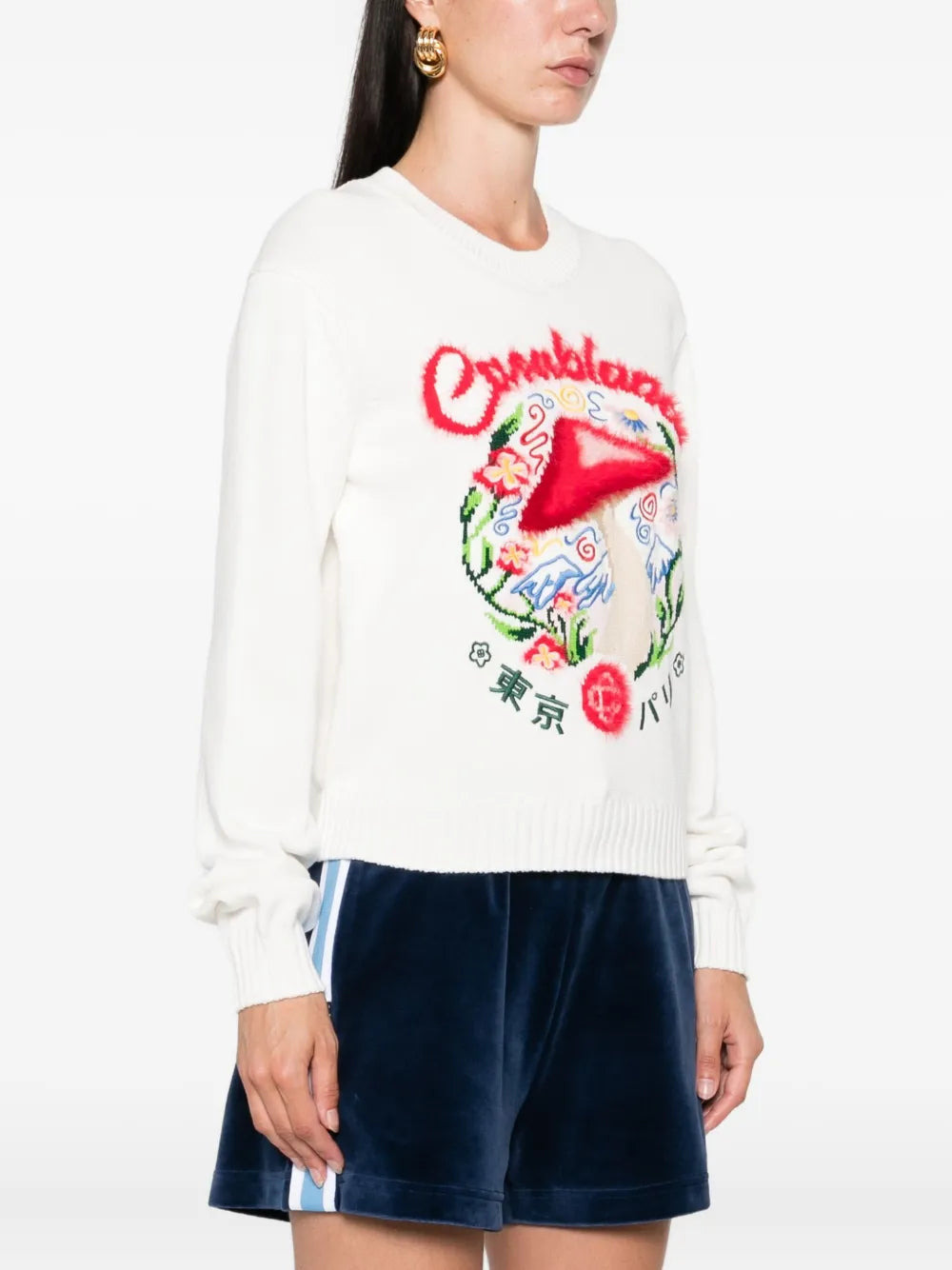 Casablanca Women Crewneck Sweater With Mushroom Embroidery - 3
