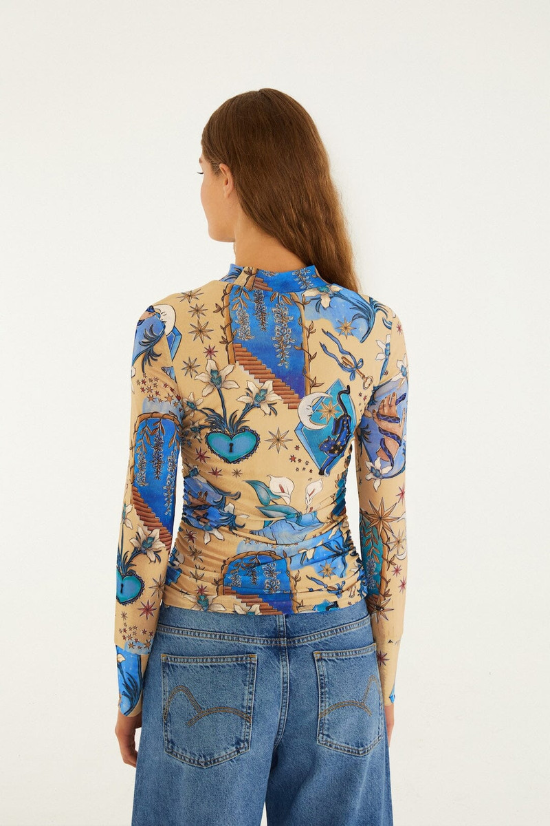 Sand Mystical Long Sleeve Tulle Blouse 3