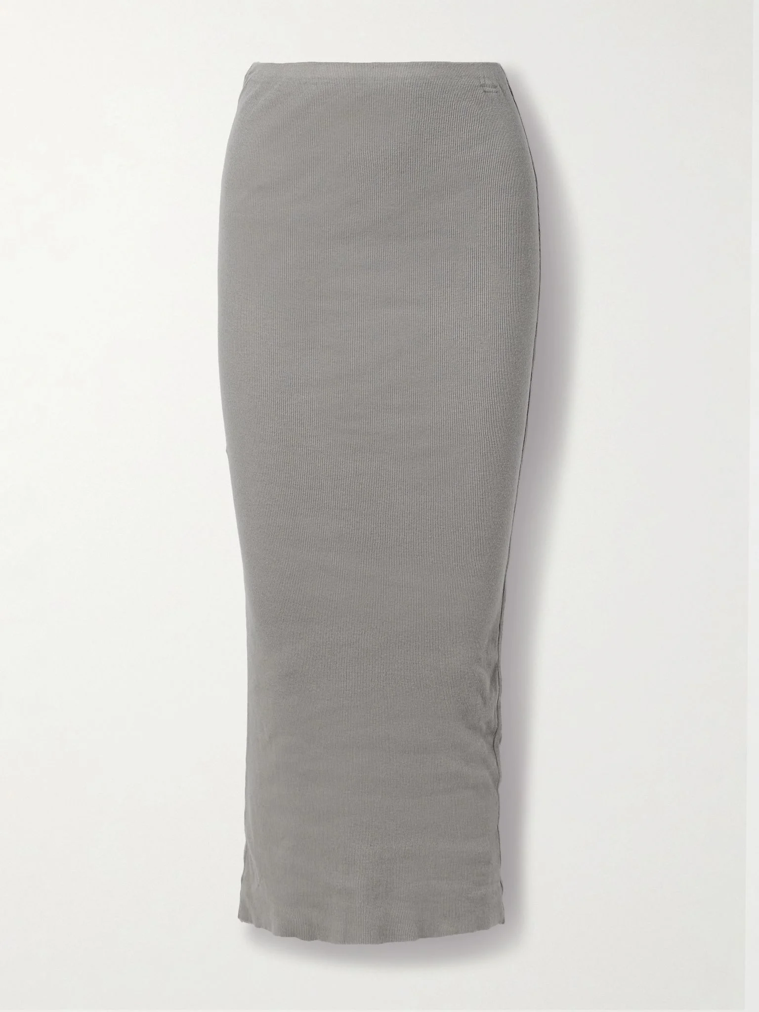 Ribbed cotton and cashmere-blend maxi skirt Gray green - 1