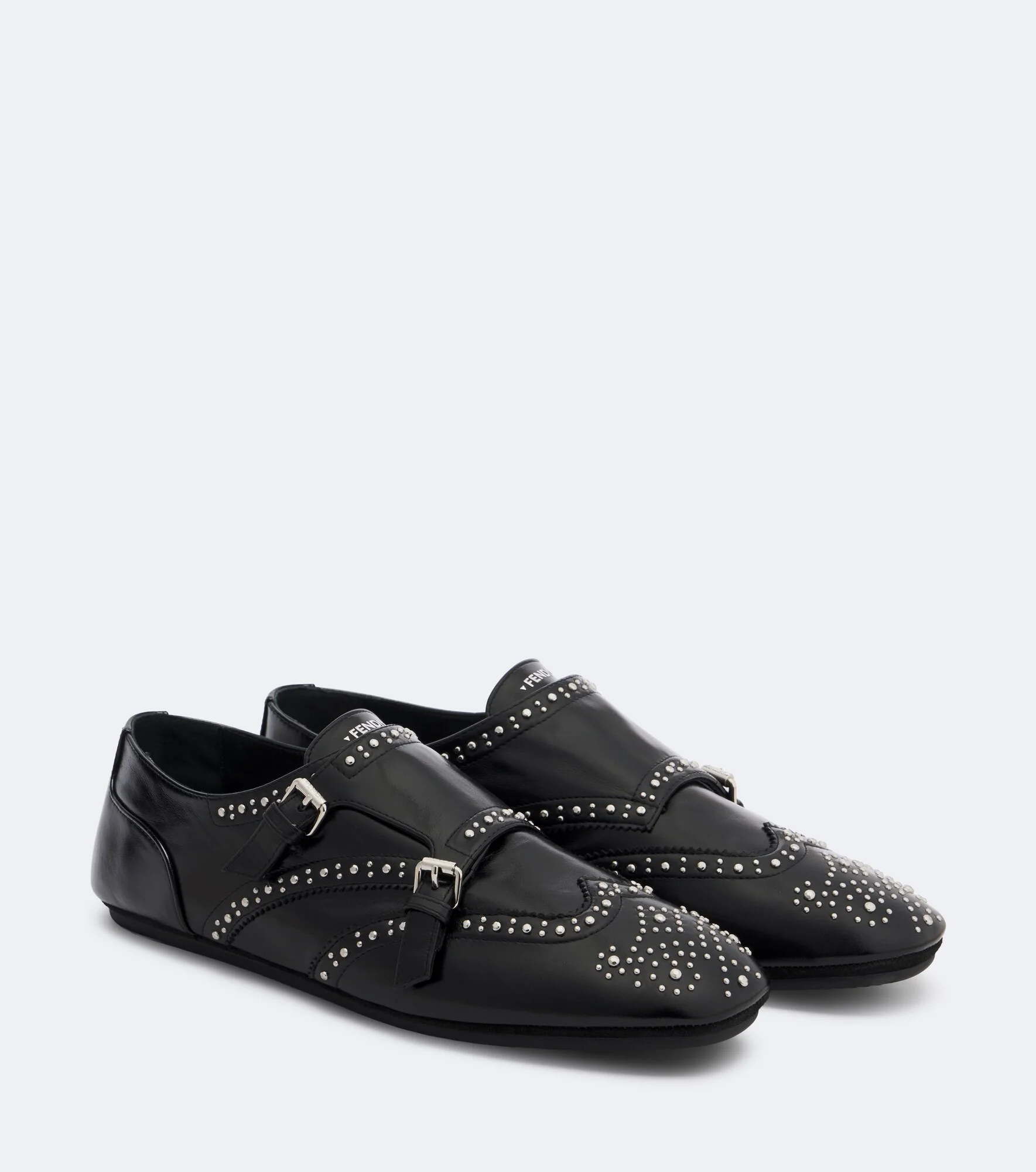 Studded leather monk strap shoes - 1