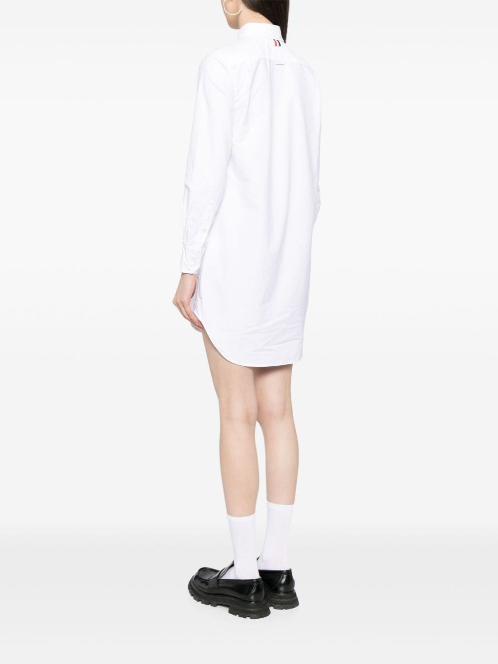 logo-patch poplin shirt dress - 4