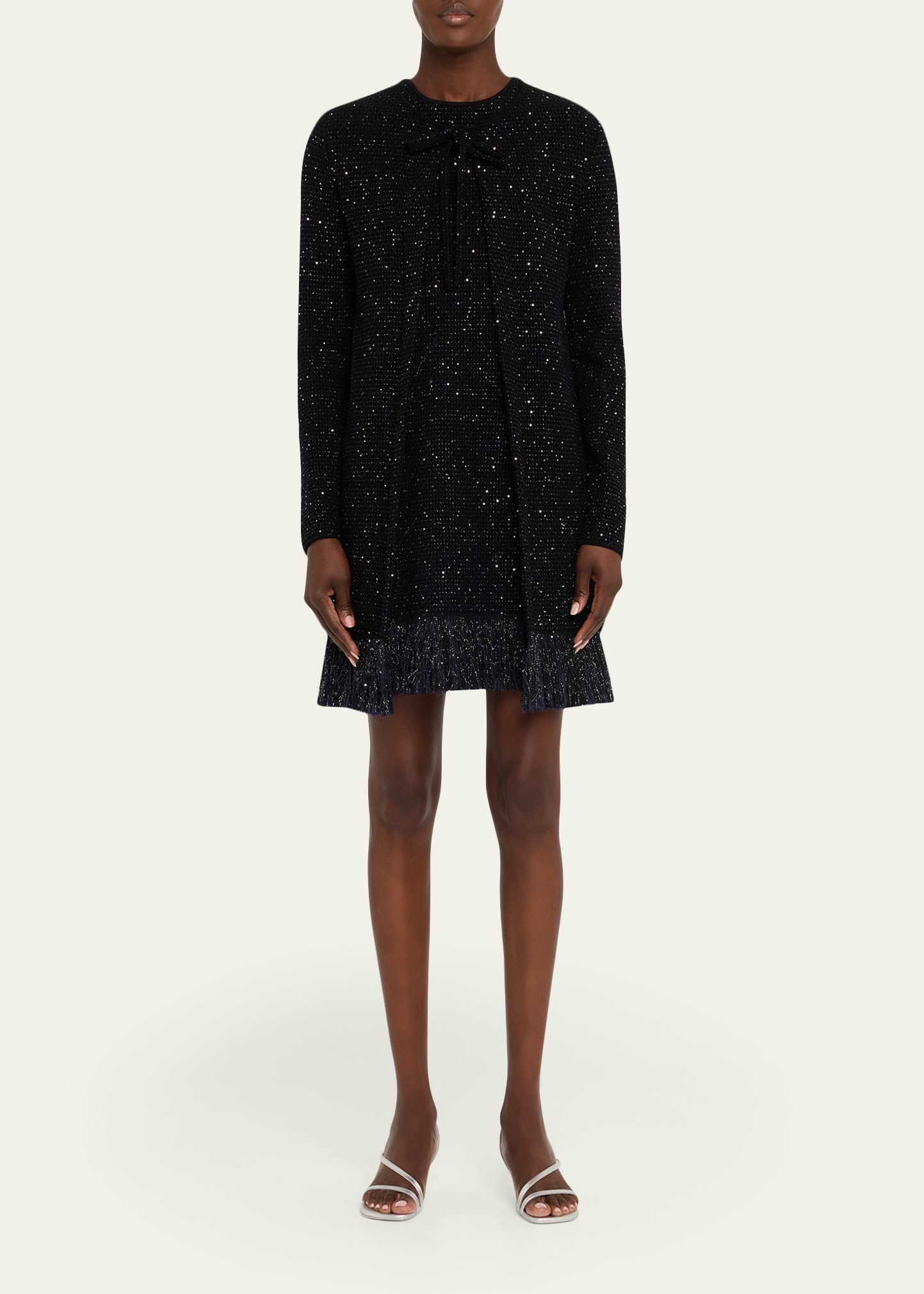 Textured Paillette Tweed Fringe Jacket - 2
