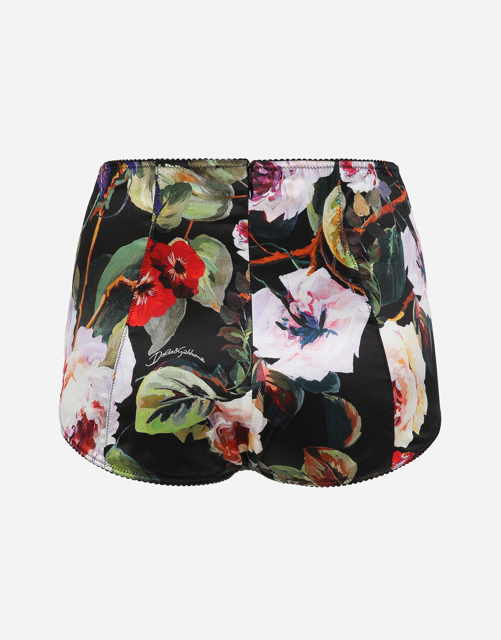 Satin high-waisted panties with rose garden print - 2