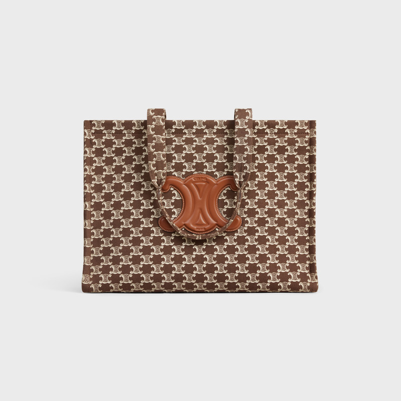 Large Cabas Thais in TEXTILE WITH TRIOMPHE CANVAS PRINT AND CALFSKIN 1