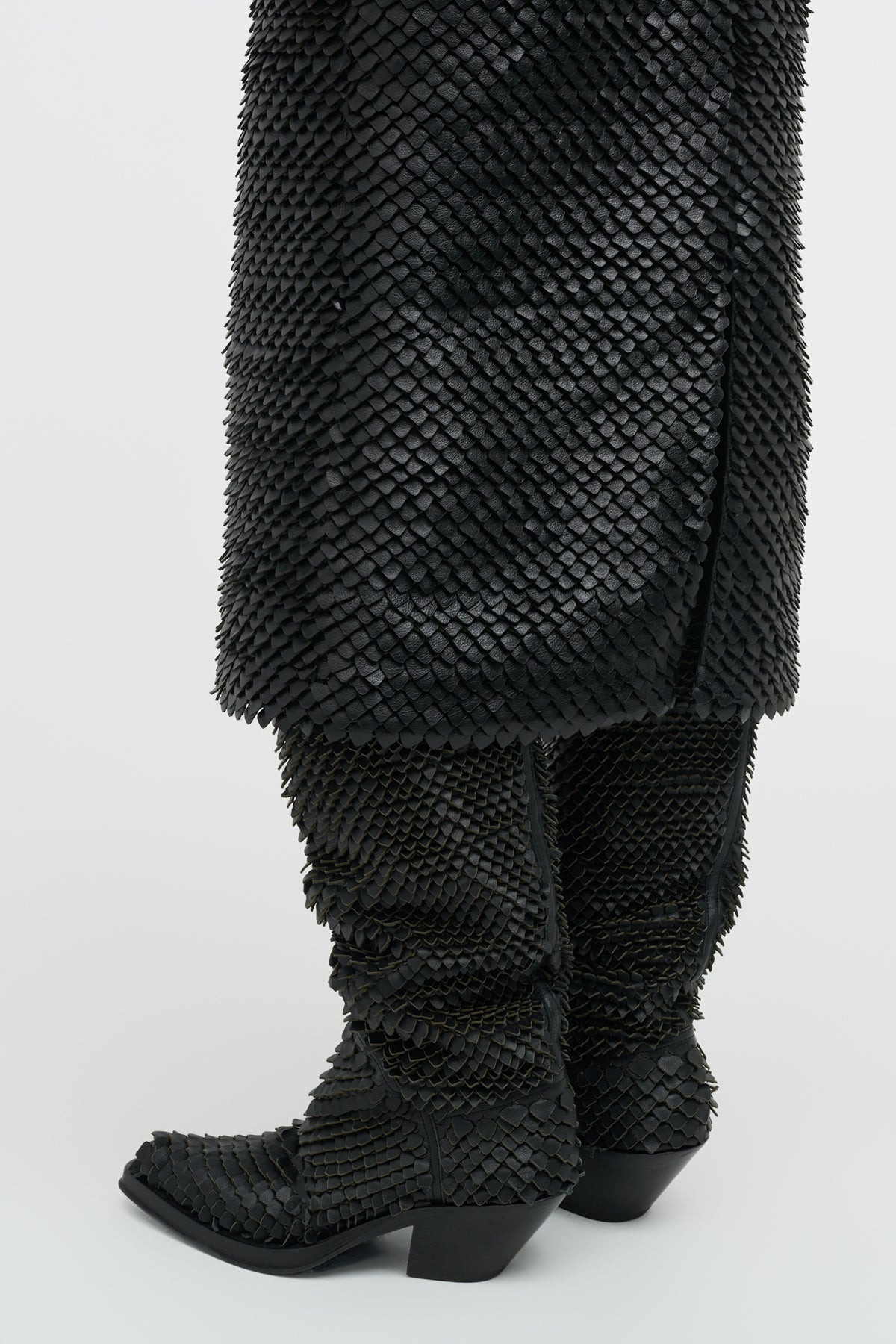 Capitana Cowboy Boot in Black Leather Snake Scales - 2