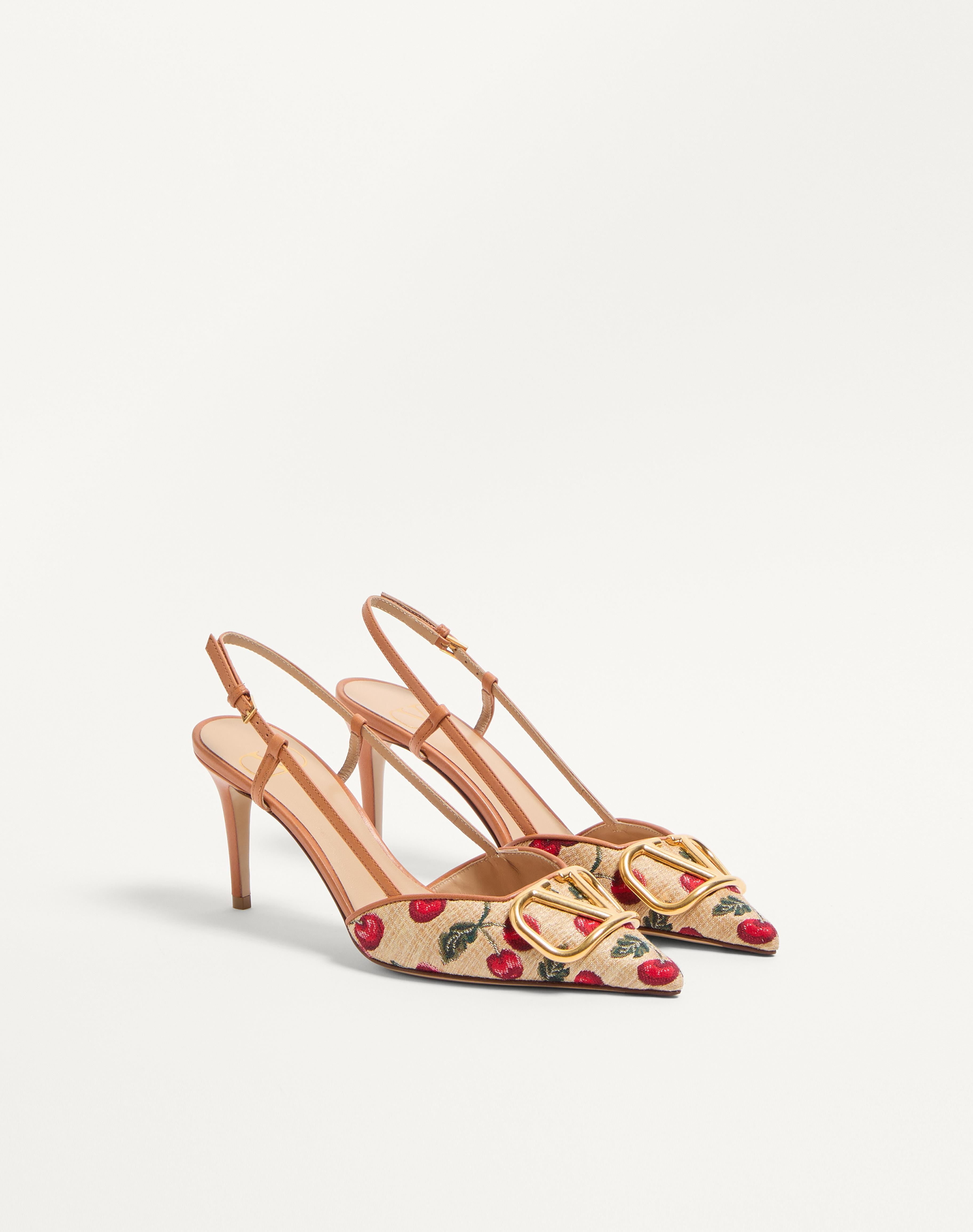 VLOGO SIGNATURE SLINGBACK PUMPS IN CHERRYFIC PATTERN 80MM - 2