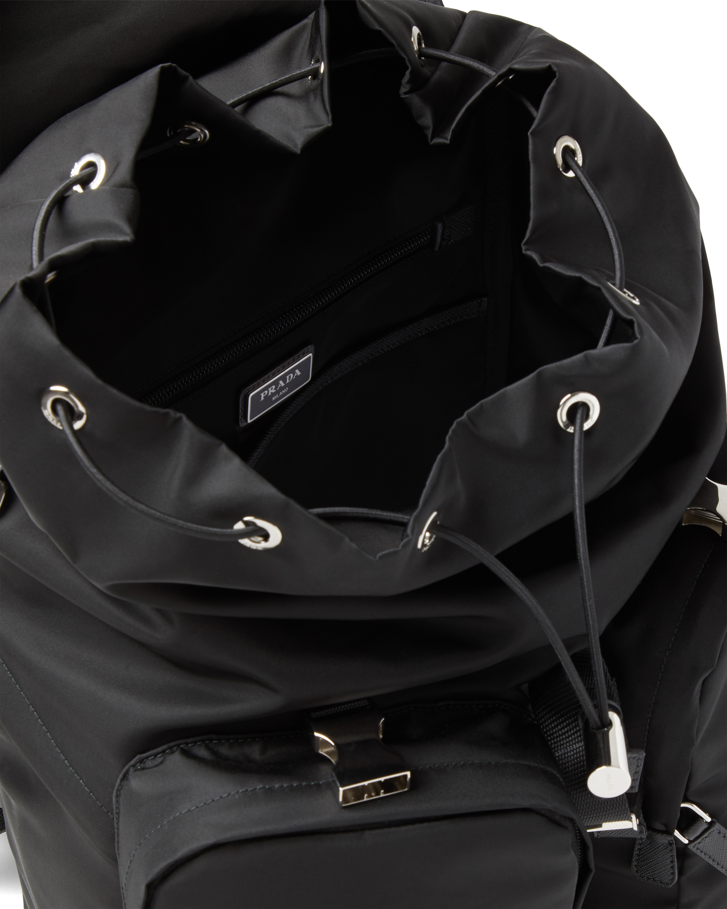 Black Re-nylon And Saffiano Leather Backpack