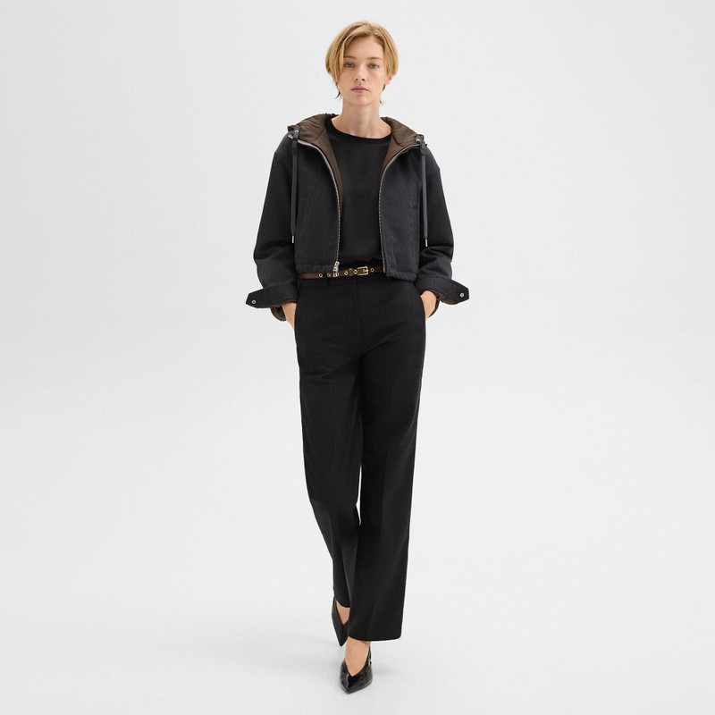 Cropped Zip-Up Hoodie in Wool-Blend Twill 6