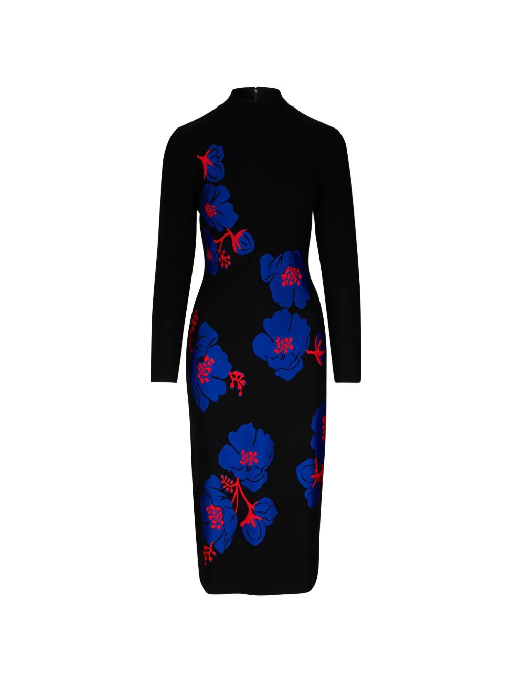 floral-intarsia long-sleeve dress - 1