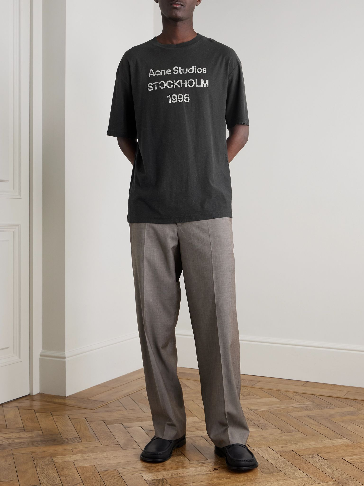 Exford Distressed Logo-Print Cotton-Jersey T-Shirt Black - 2