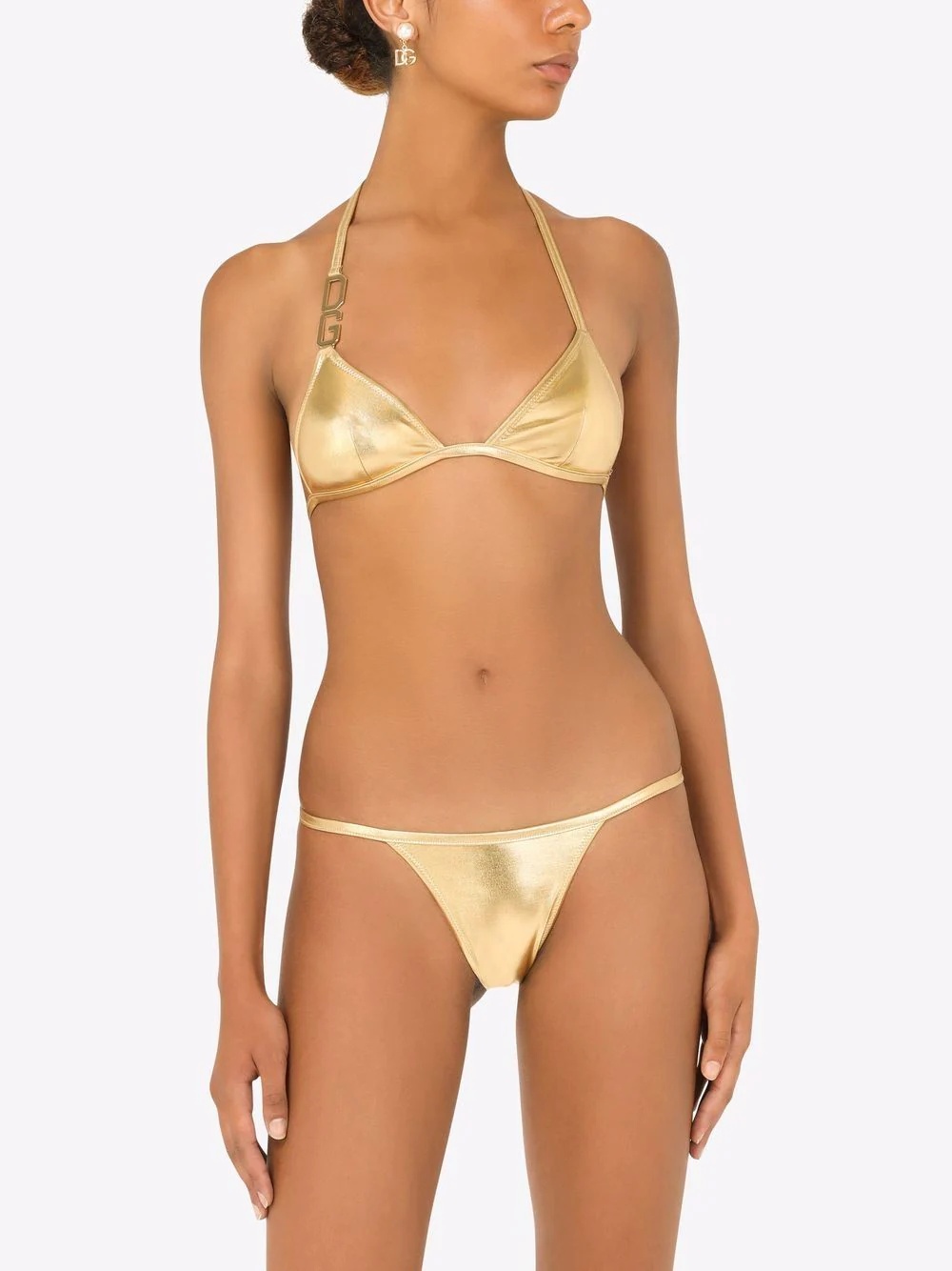 metallic halterneck bikini - 4