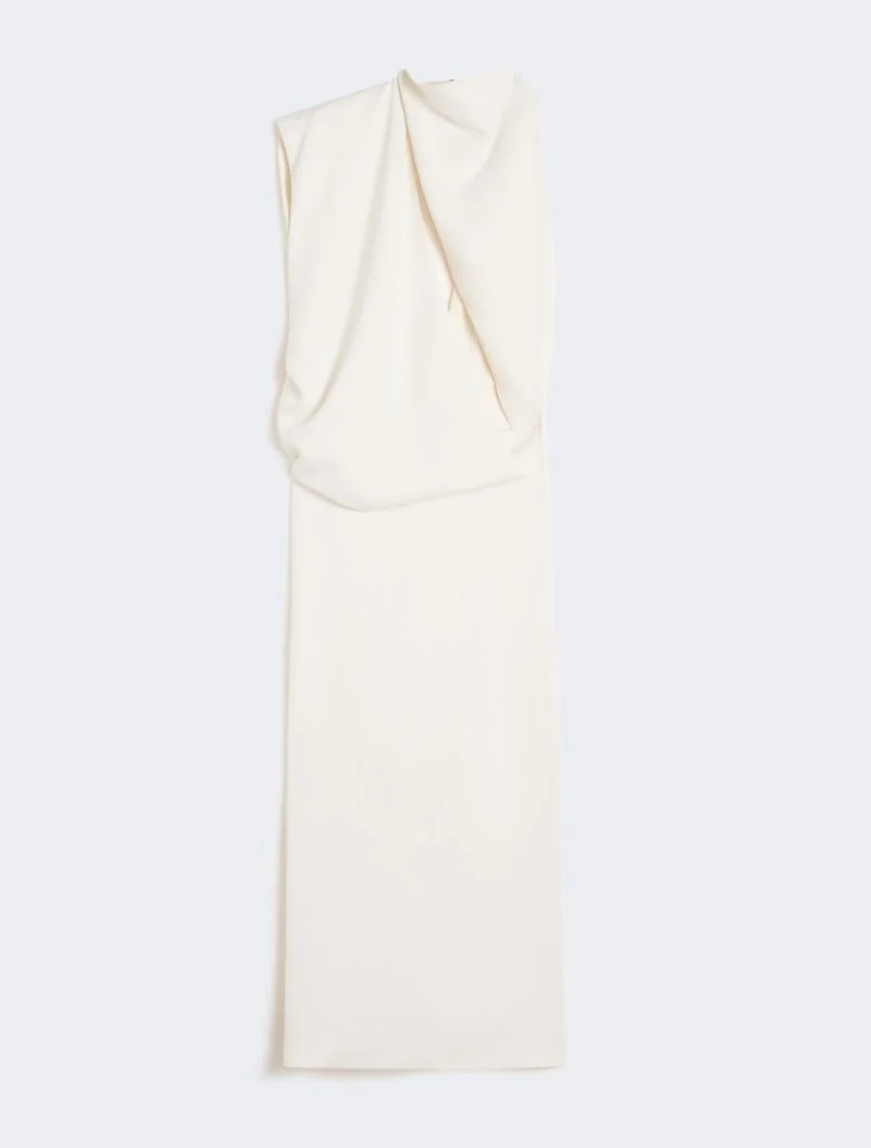 Asymmetrical viscose dress - ecru - 1
