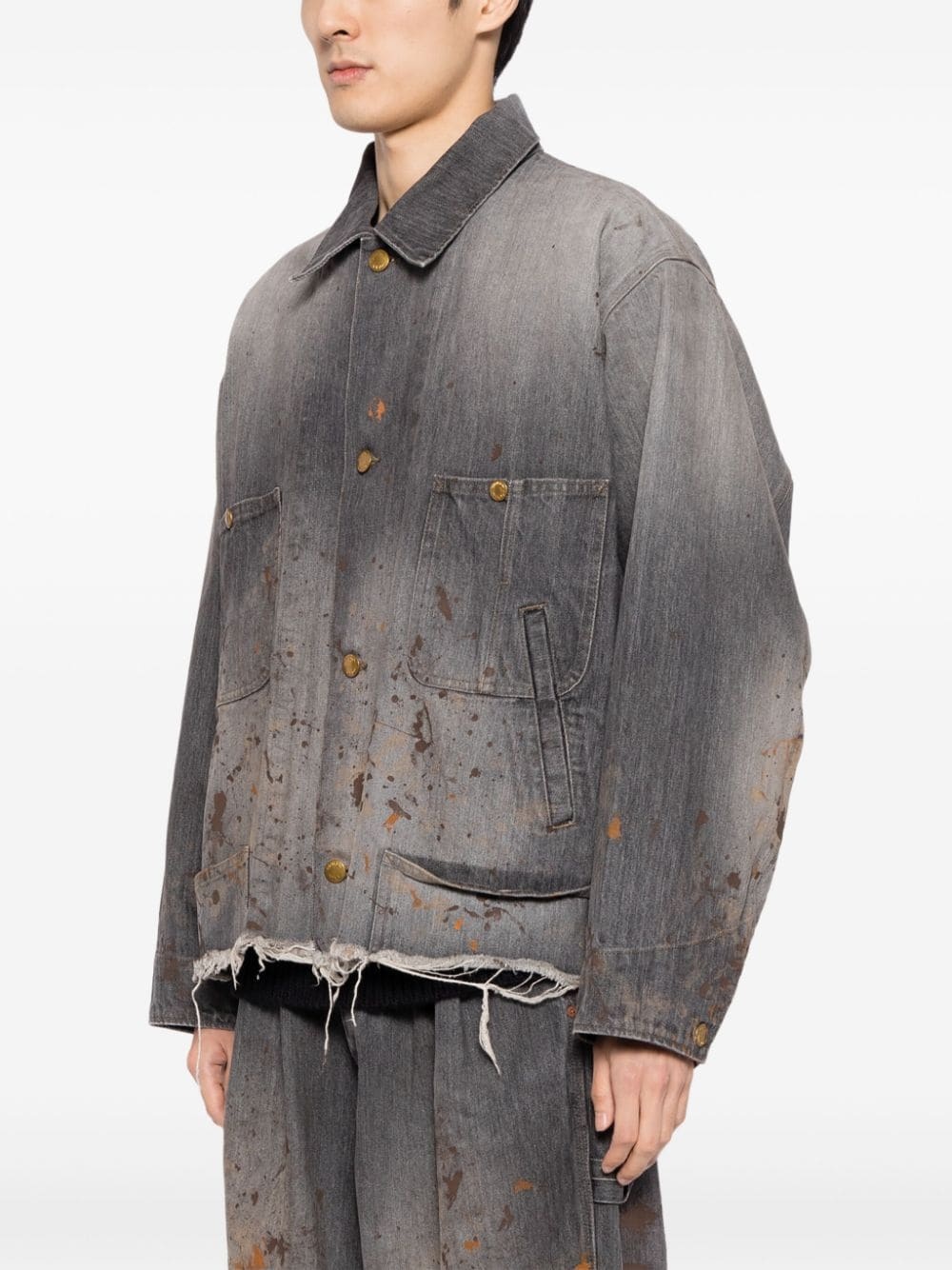 spray-paint effect denim jacket - 3