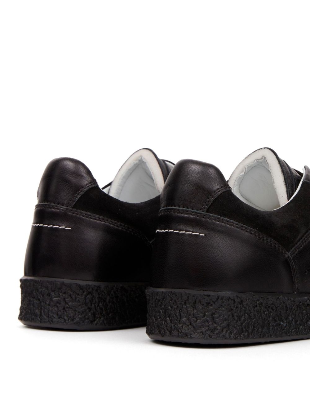 stitch-logo leather sneakers - 5