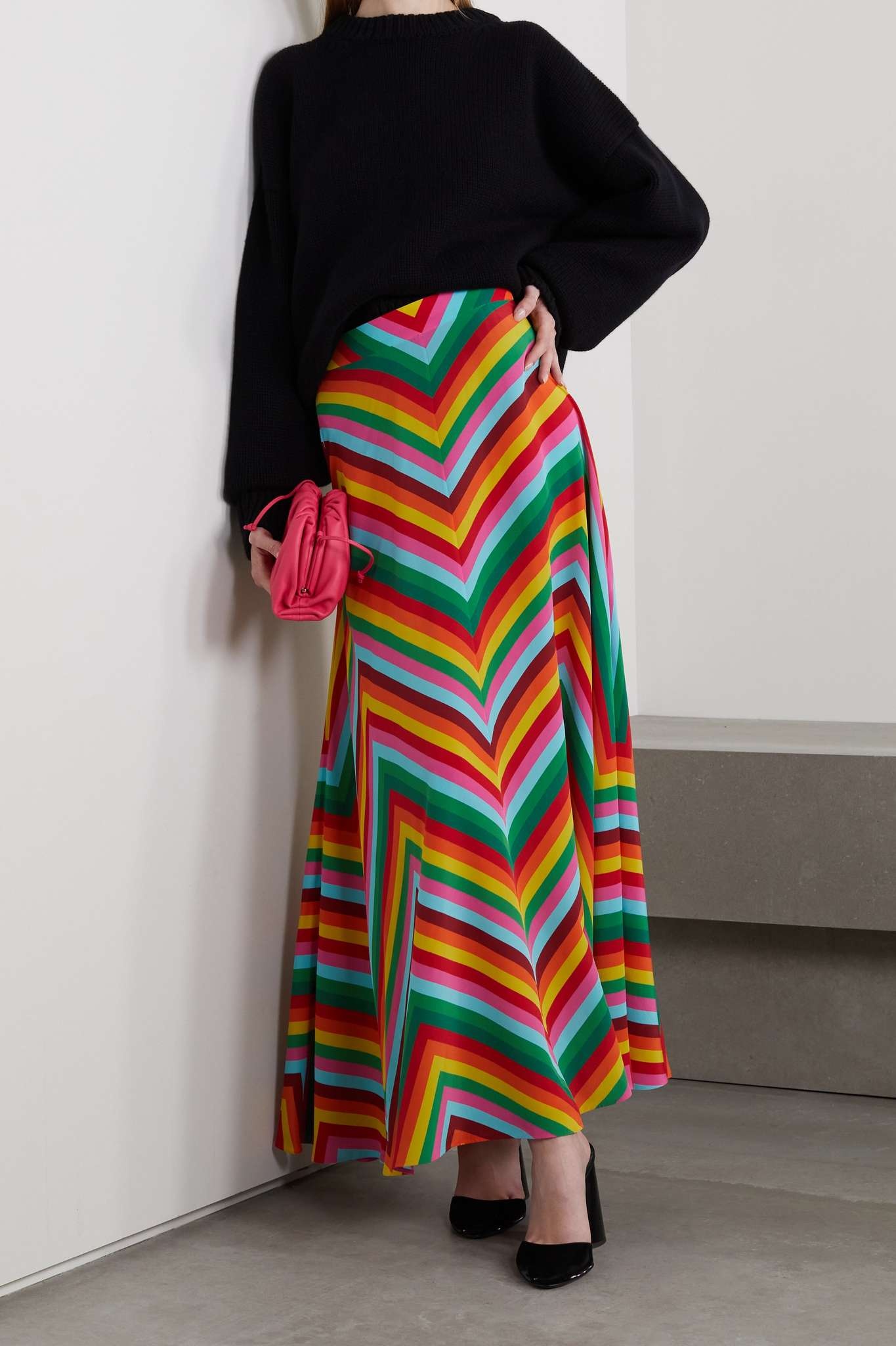 Striped silk-crepe maxi skirt - 2