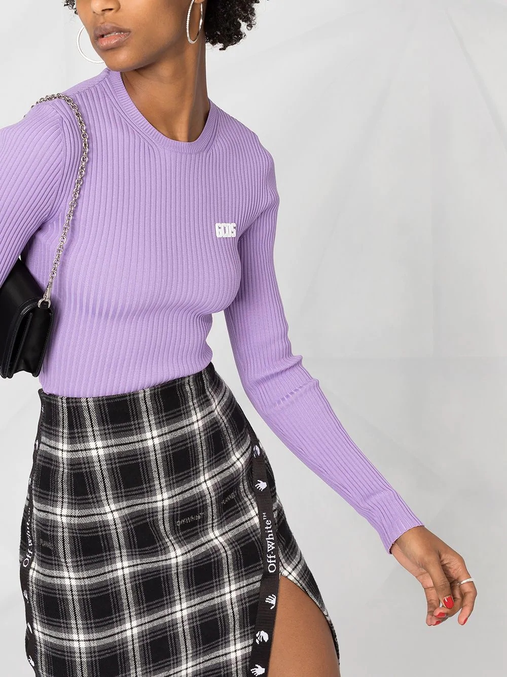 ribbed knit cropped jumper - 3