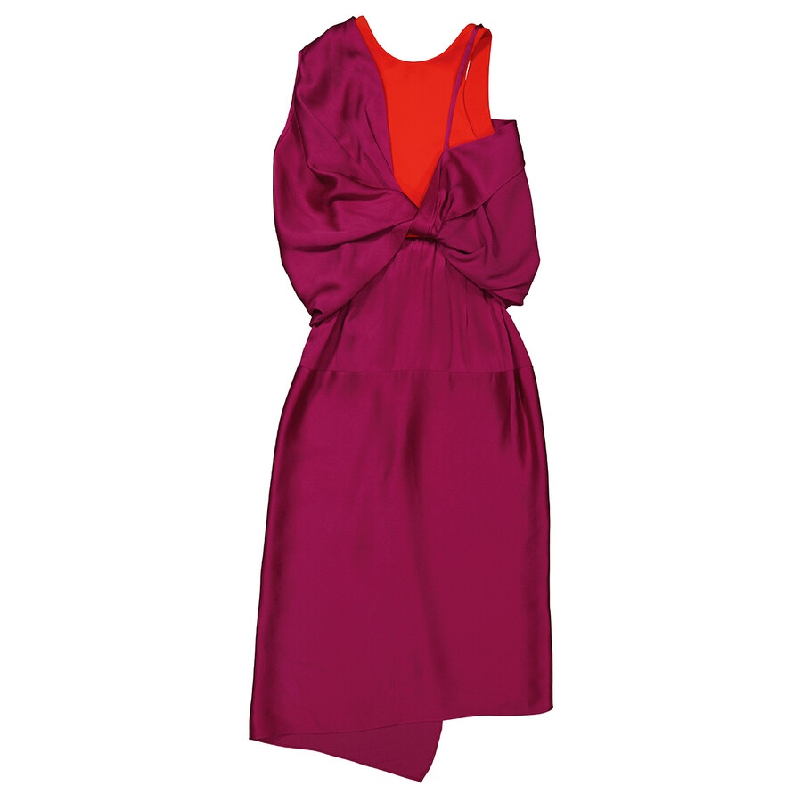 Atlein Ladies Purple Draped Satin And Crepe Dress - 2