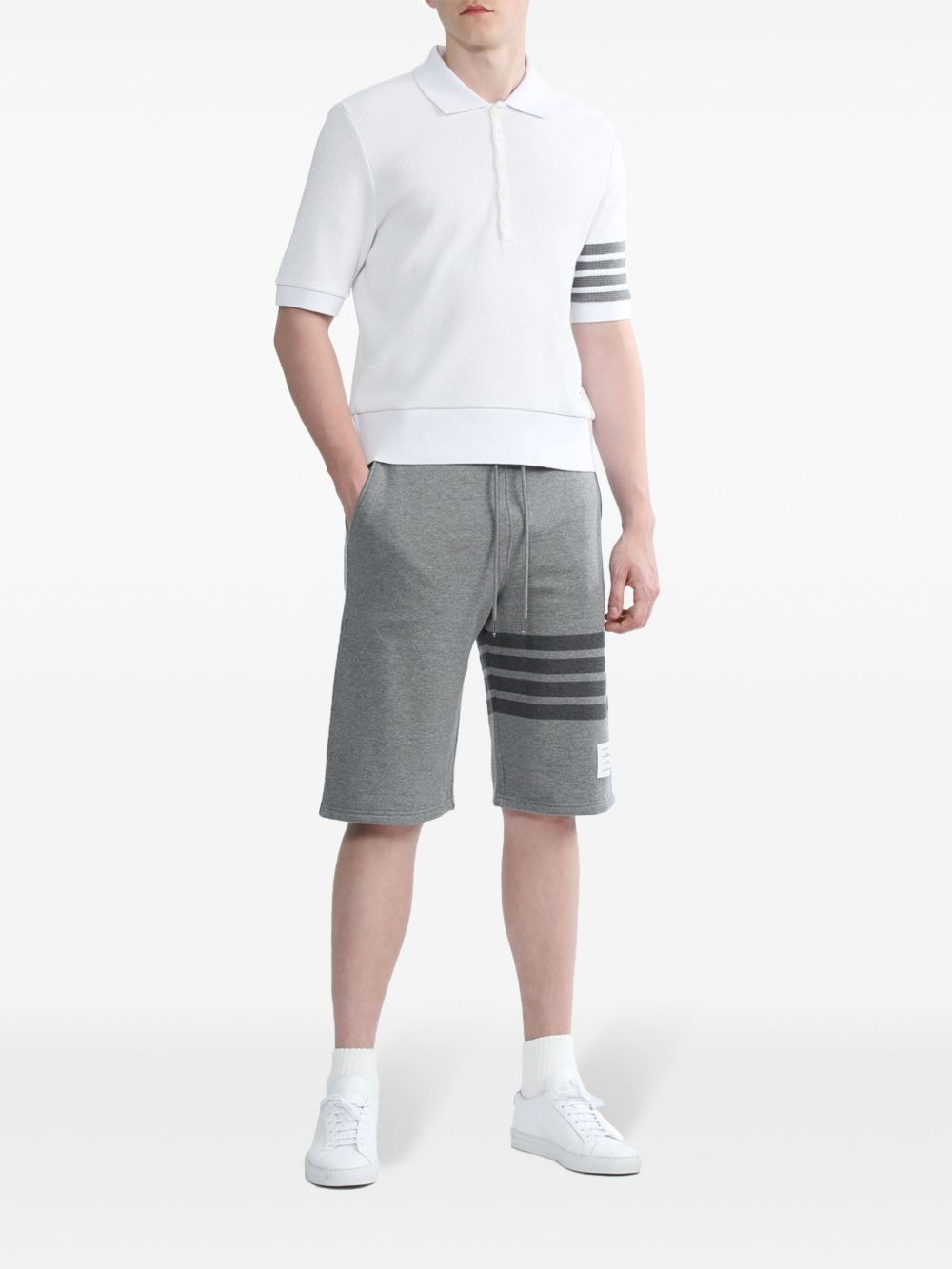 cotton striped track shorts - 2
