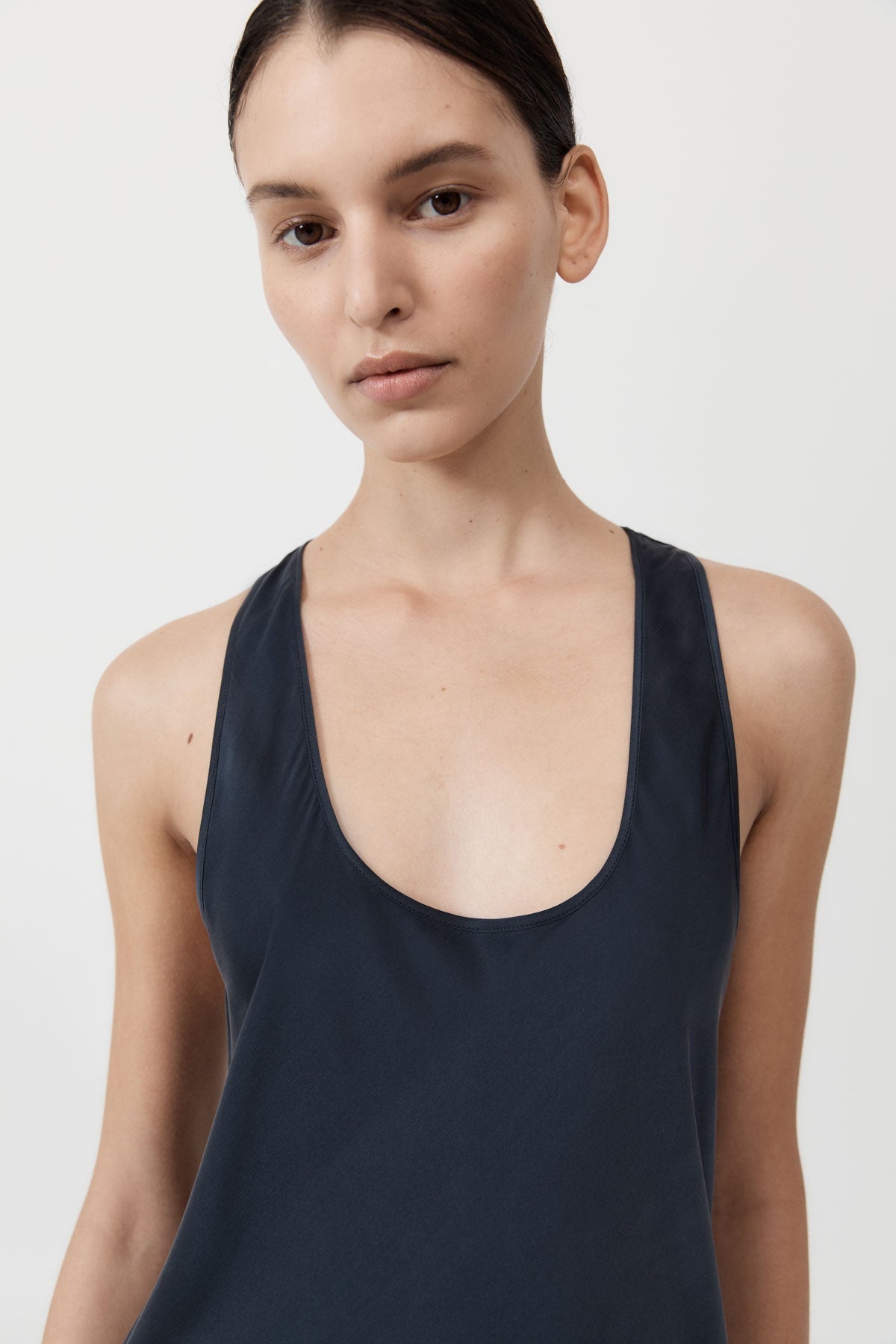 Soft Silk Bias Tank Dress - Inkwell - 3