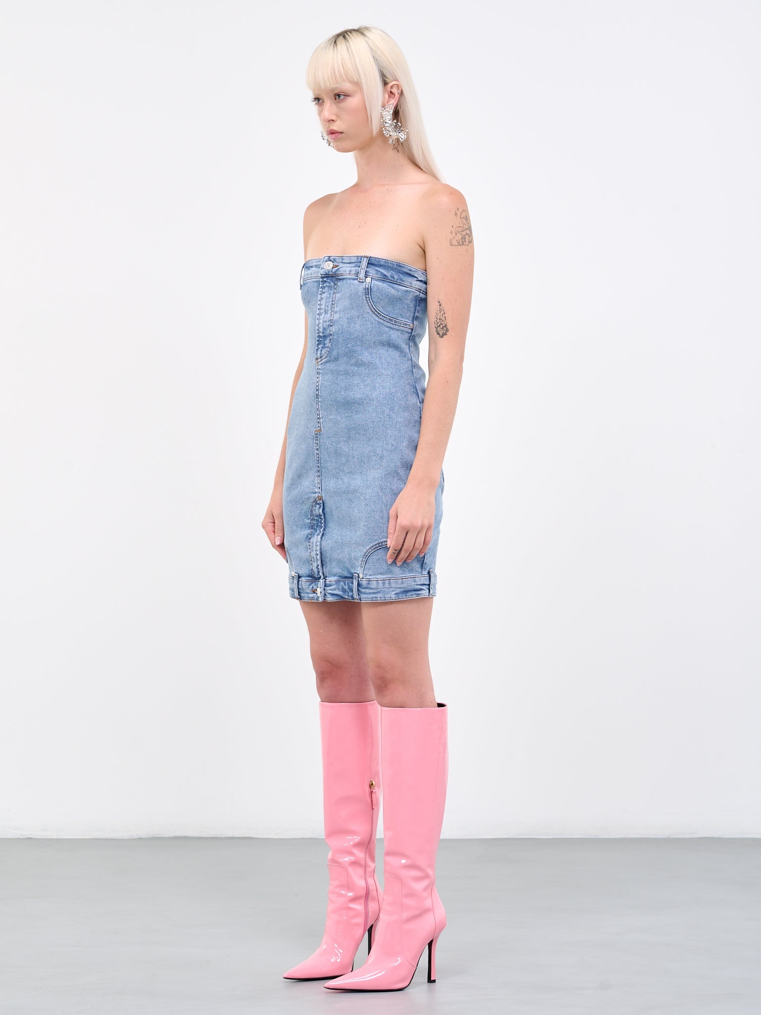 Denim Bustier Mini Dress - 2