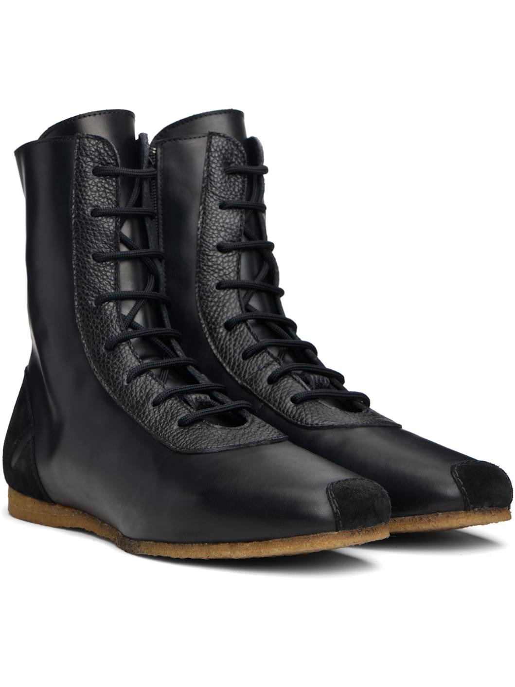 Black Slash Heel Boxer Sneakers - 4