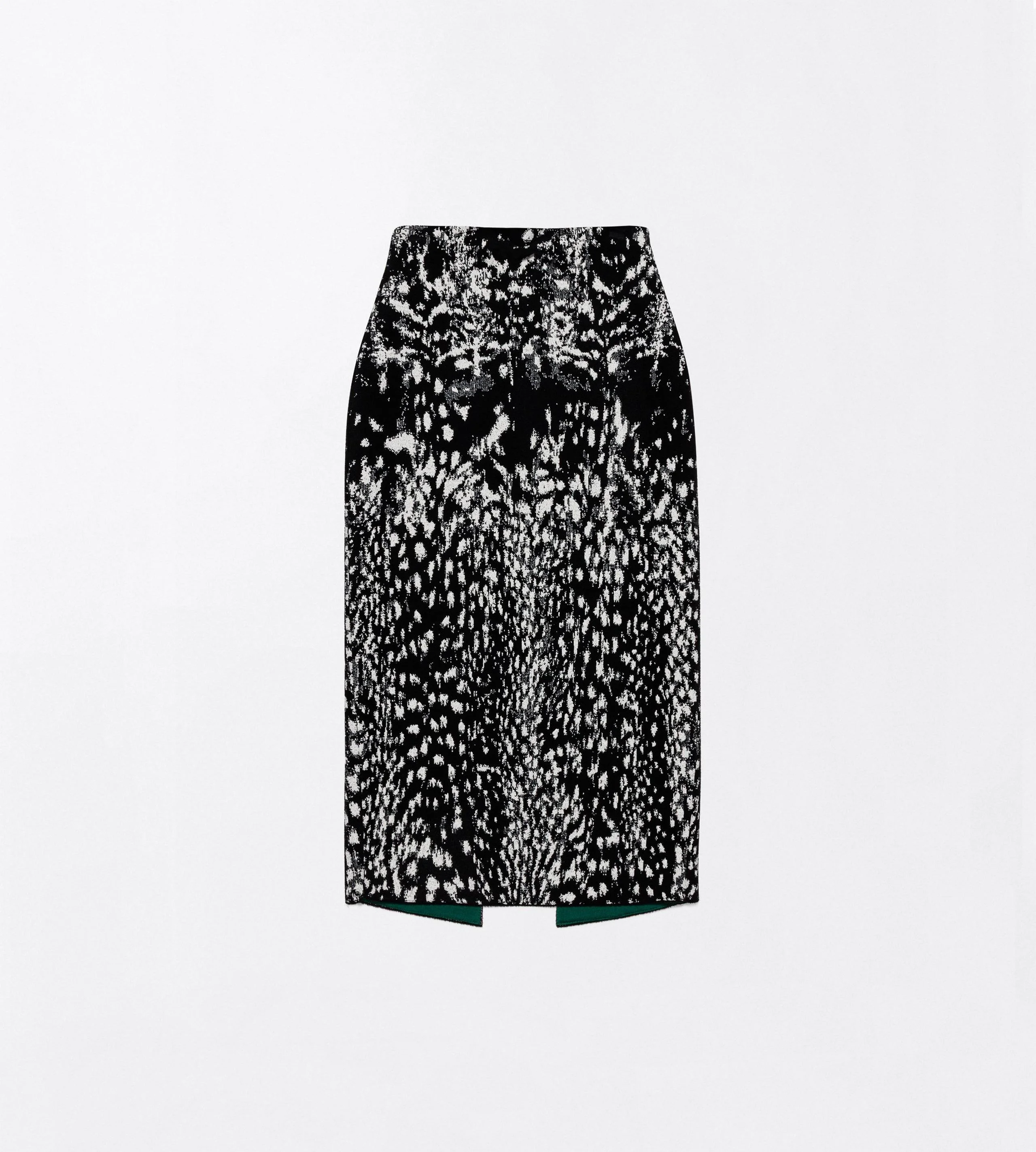 LYNX JACQUARD VELVET PENCIL SKIRT WITH FRONT SLIT - 1