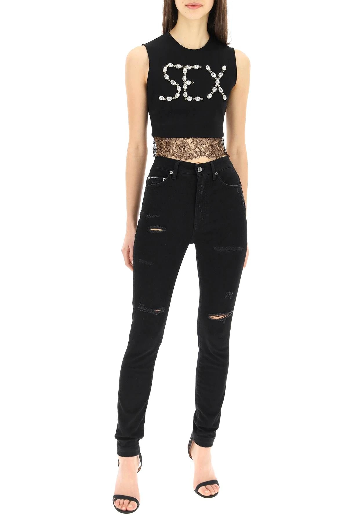 'SEX' CROPPED TOP WITH CRYSTALS - 2