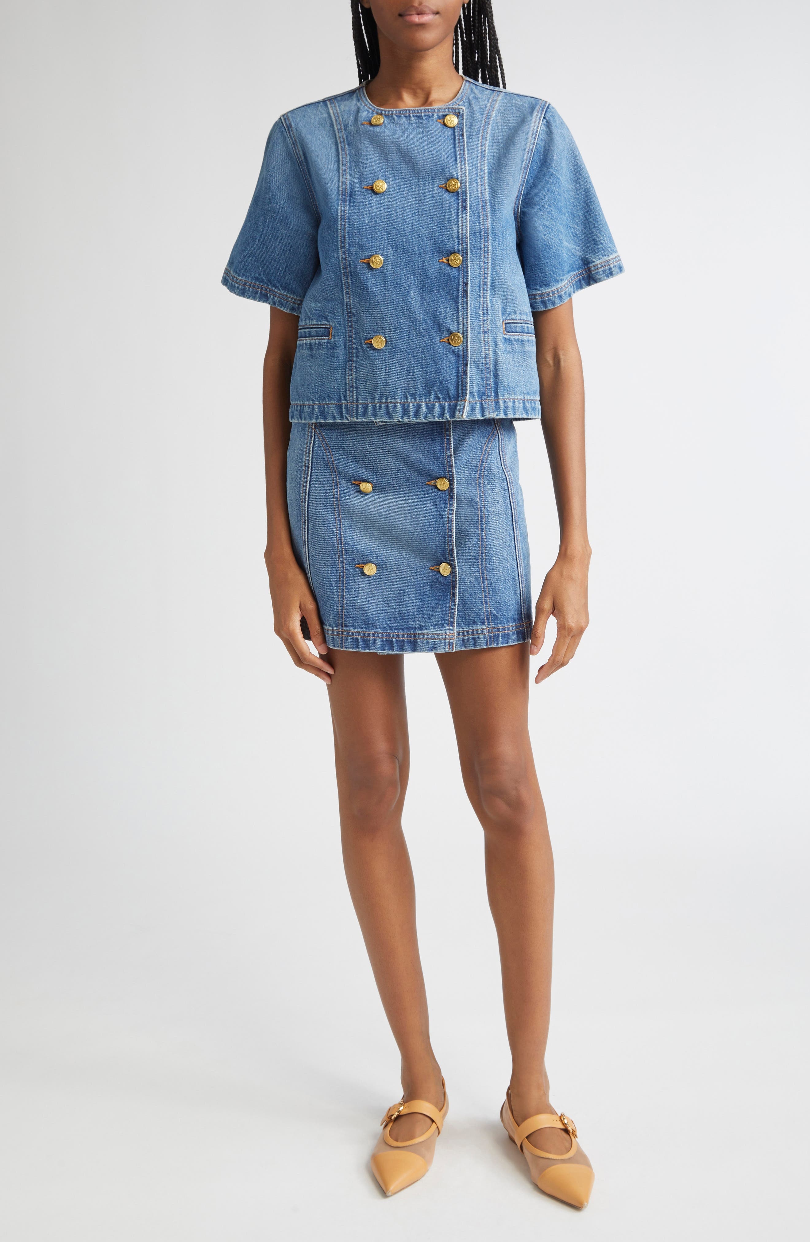 Ulla Johnson The Serge Double Breasted Denim Shirt in Danube at Nordstrom - 7