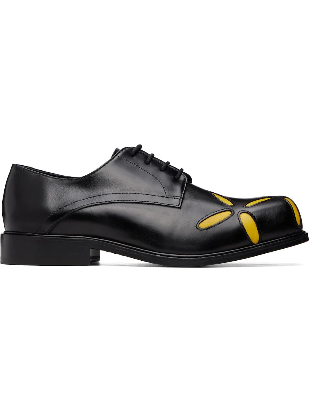 Black Slashed Square Toe Derbys - 1