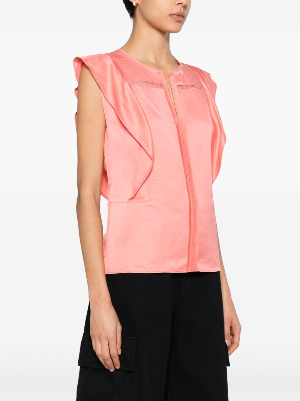 ruffle-trim twill blouse - 3