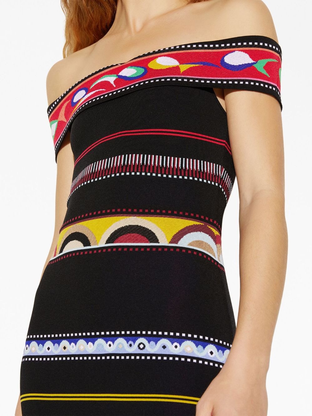 striped open-shoulder dress - 5