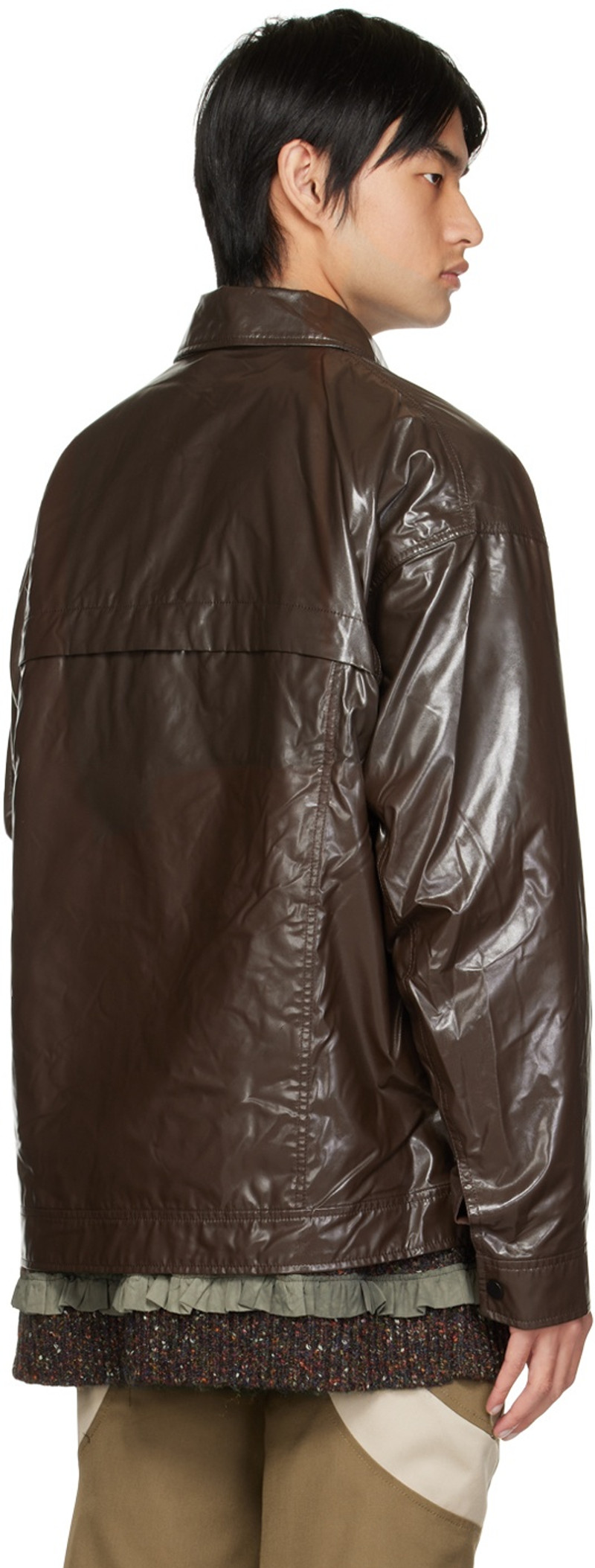 Brown Lilex Light Faux-Leather Jacket 3