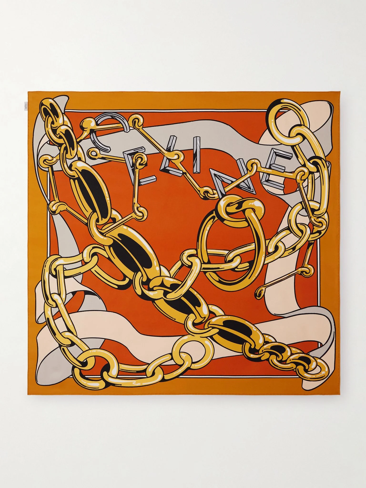 Printed Silk Scarf Orange - 1