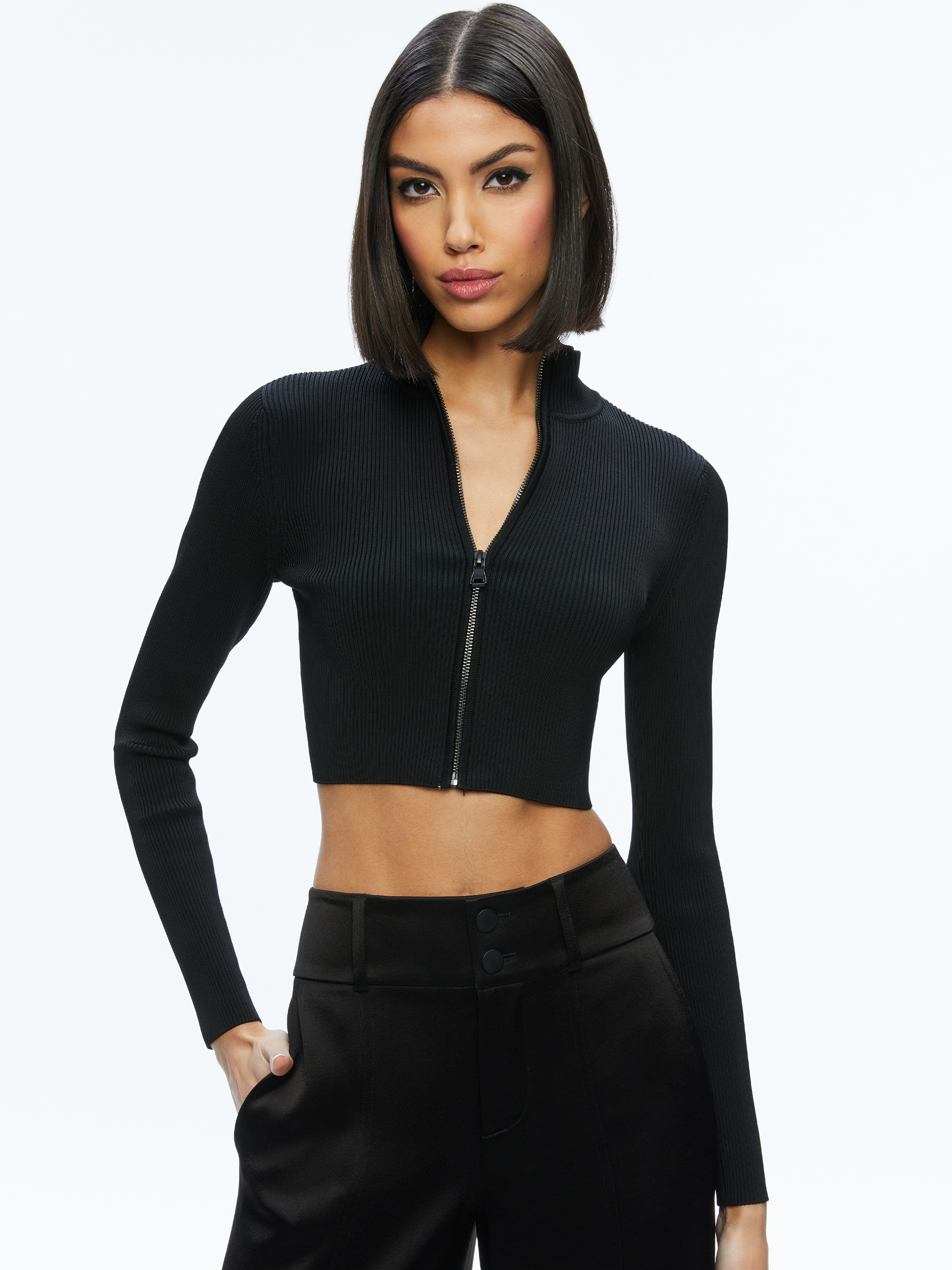 DORRIS RIBBED ZIP UP CARDIGAN - 2