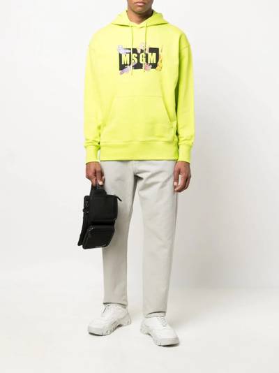 MSGM logo-print cotton hoodie outlook