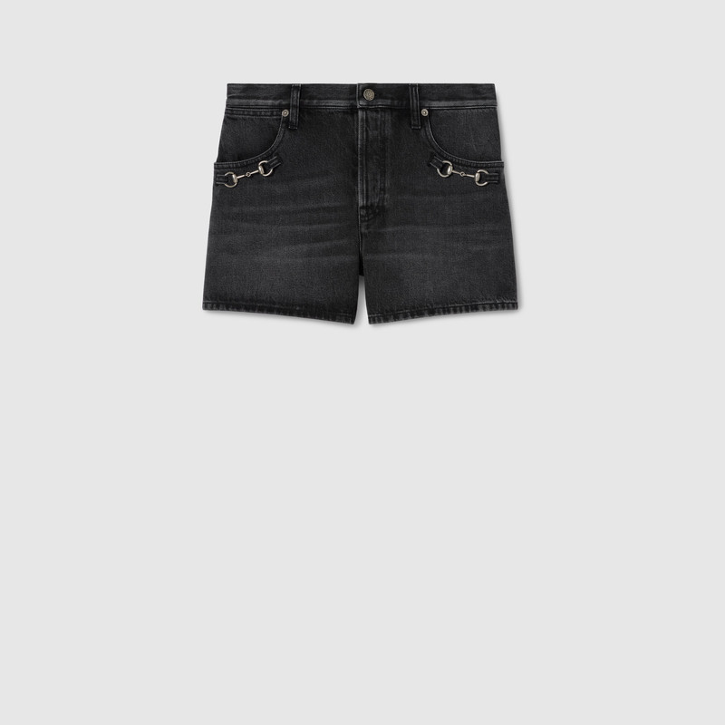 Cotton denim shorts with Horsebit 1