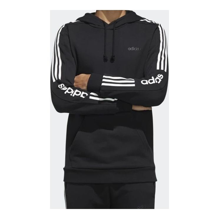 adidas neo M Ce 3S Hdy Side Stripe Knit Sports Pullover Black EI4673 - 1