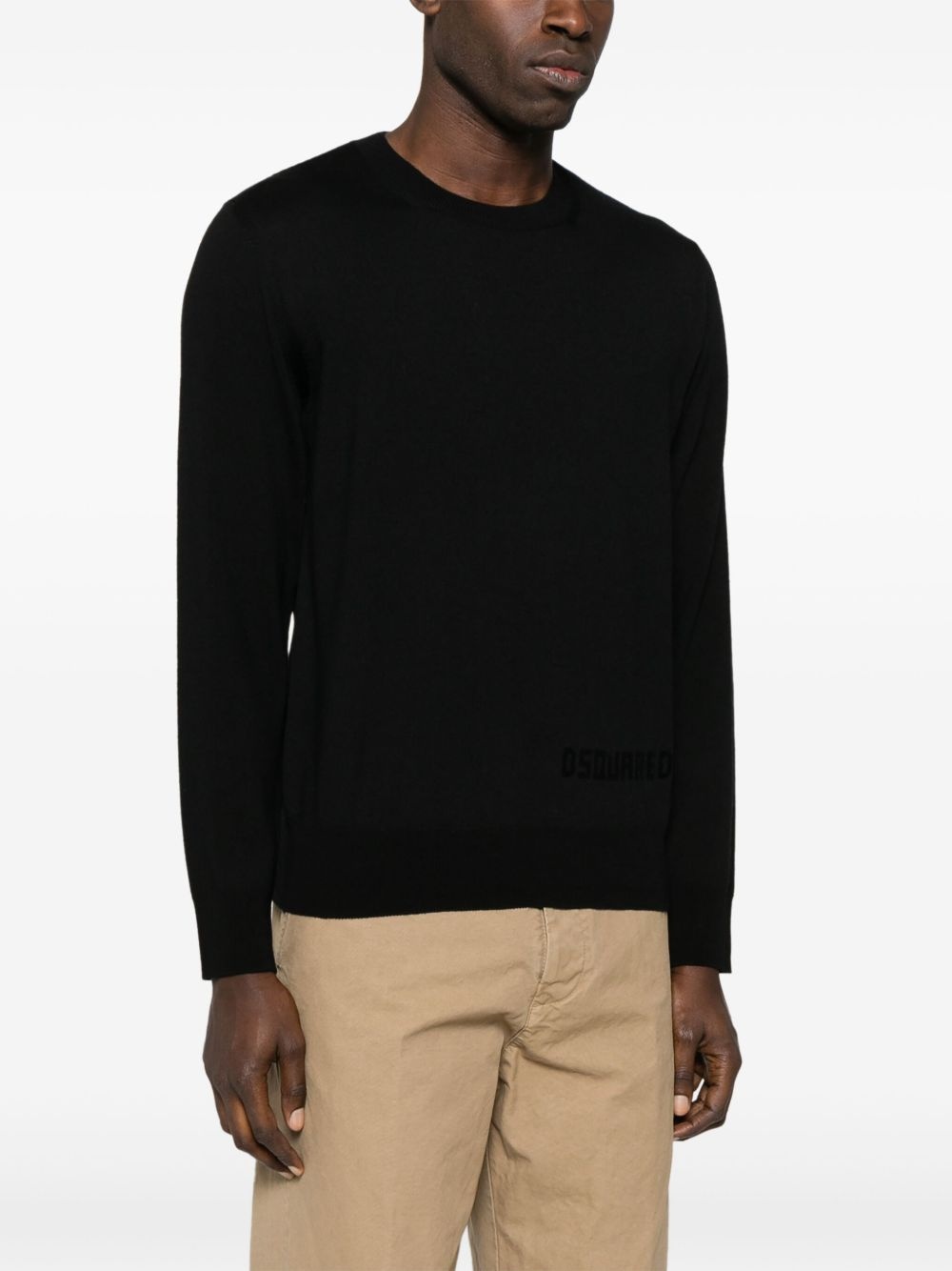 flocked-logo sweater - 3