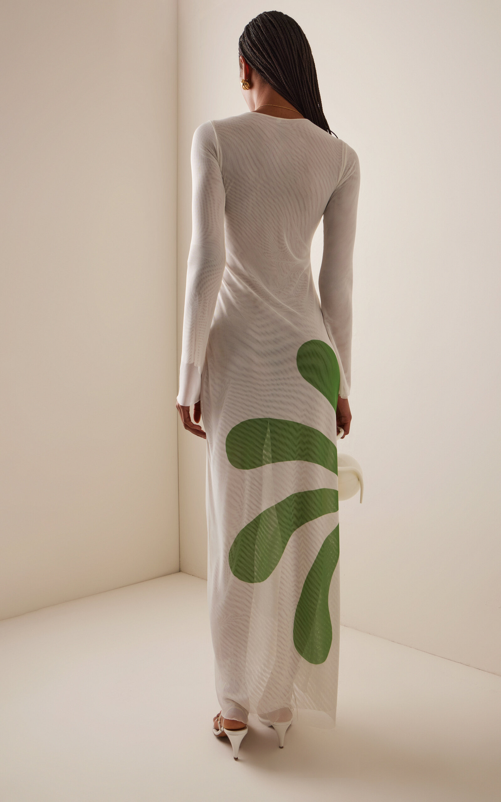 Tania Printed Mesh Maxi Dress ivory - 4