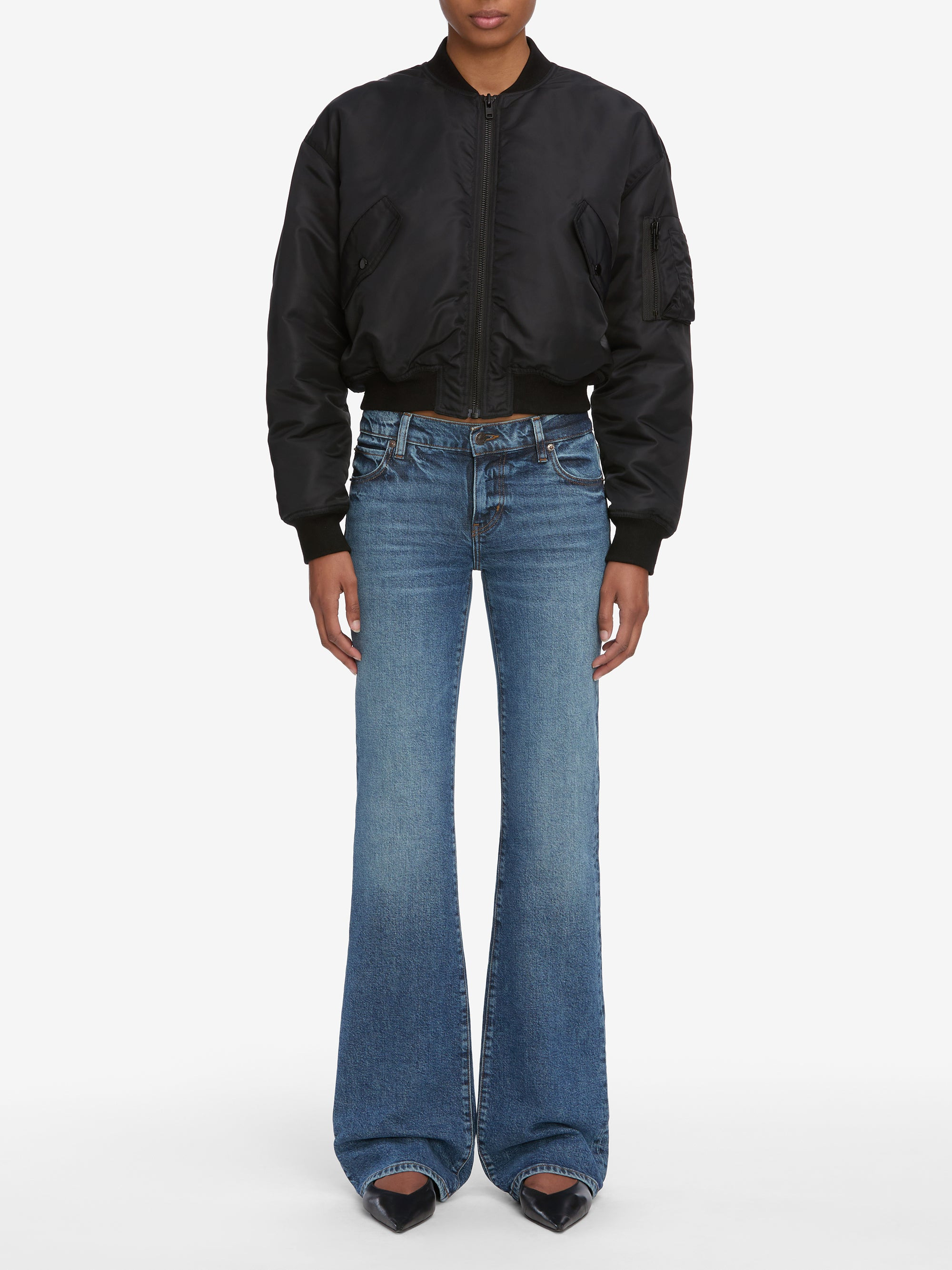 The Nylon Bomber Jacket in Black - 2